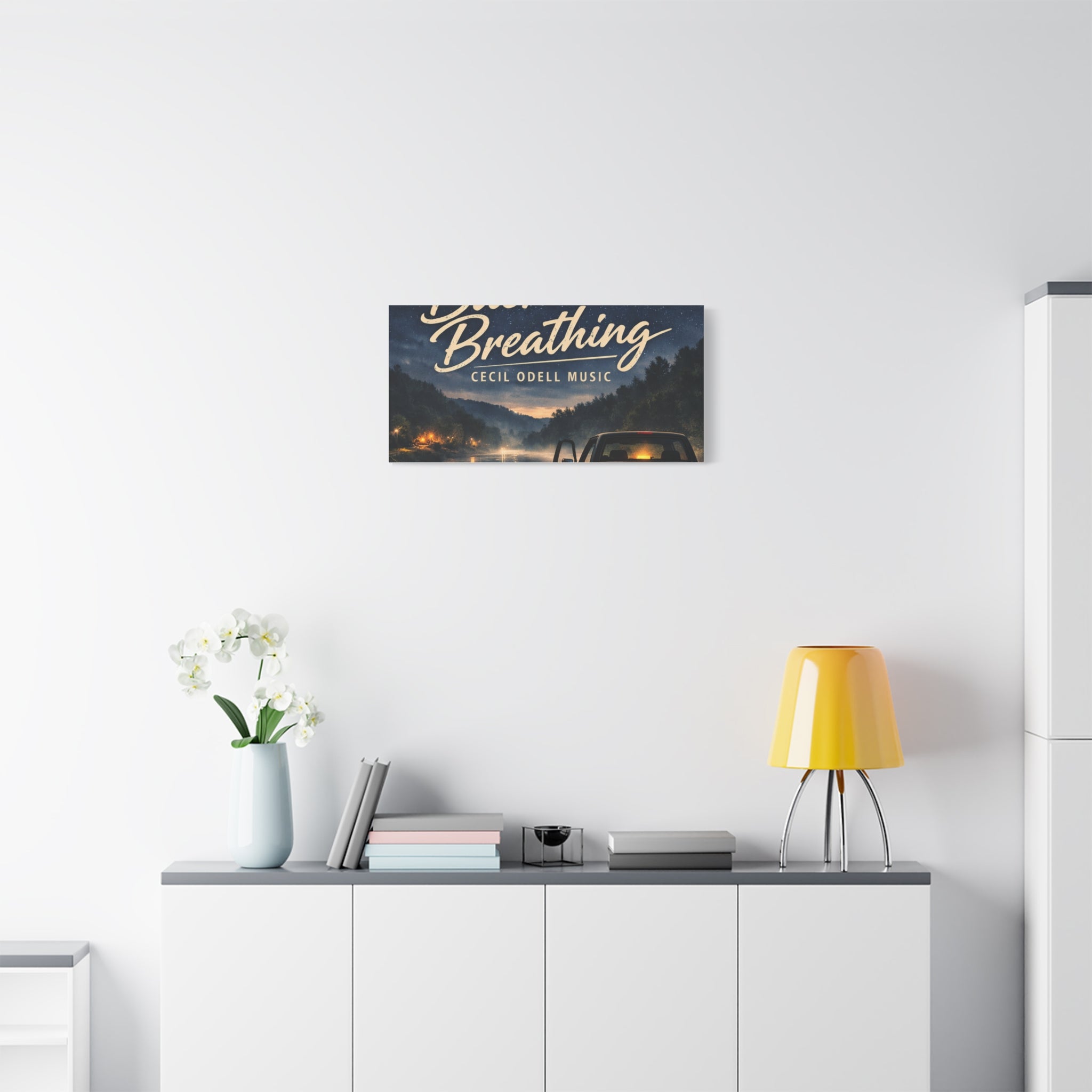 Backroad Breathing Matte Canvas Wall Art: Night Truck Landscape Music Print