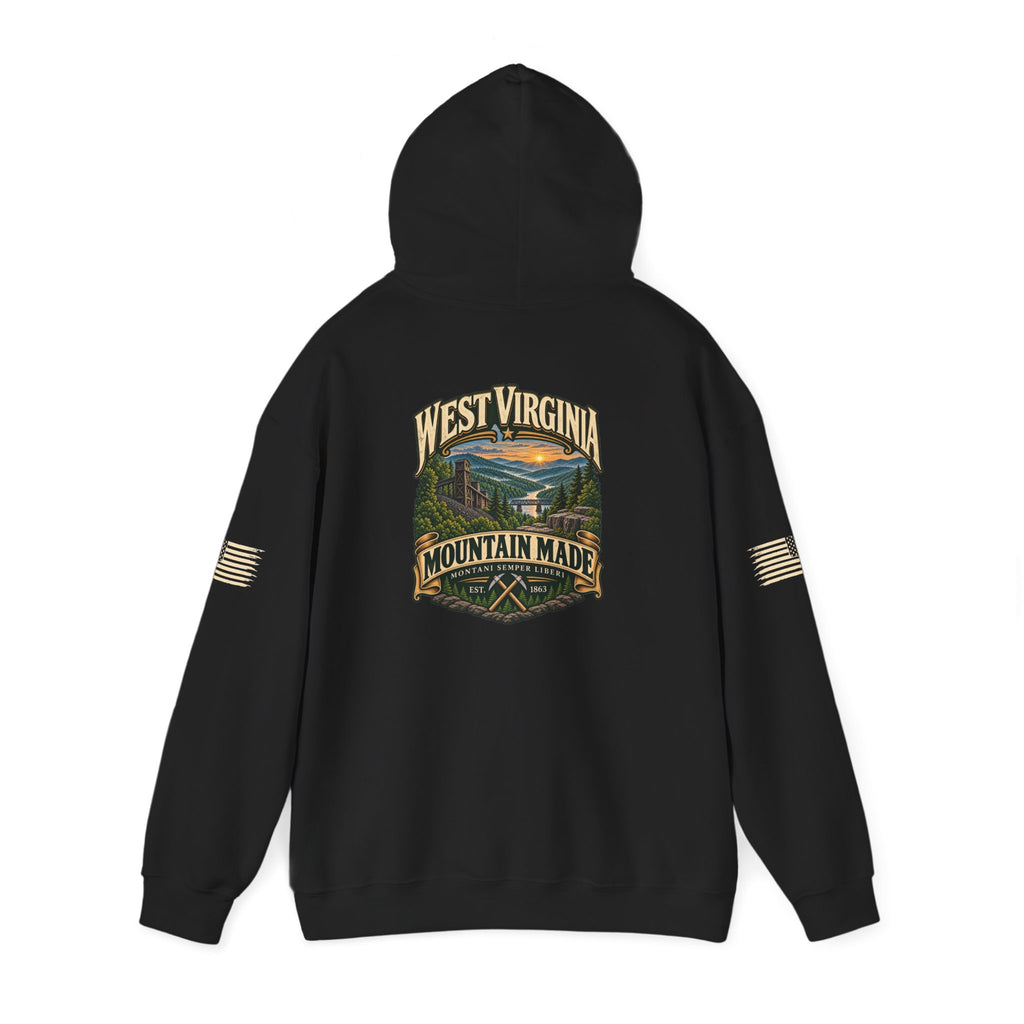 West Virginia Mountain Made Hoodie – "Montani Semper Liberi" Coal Miner Graphic