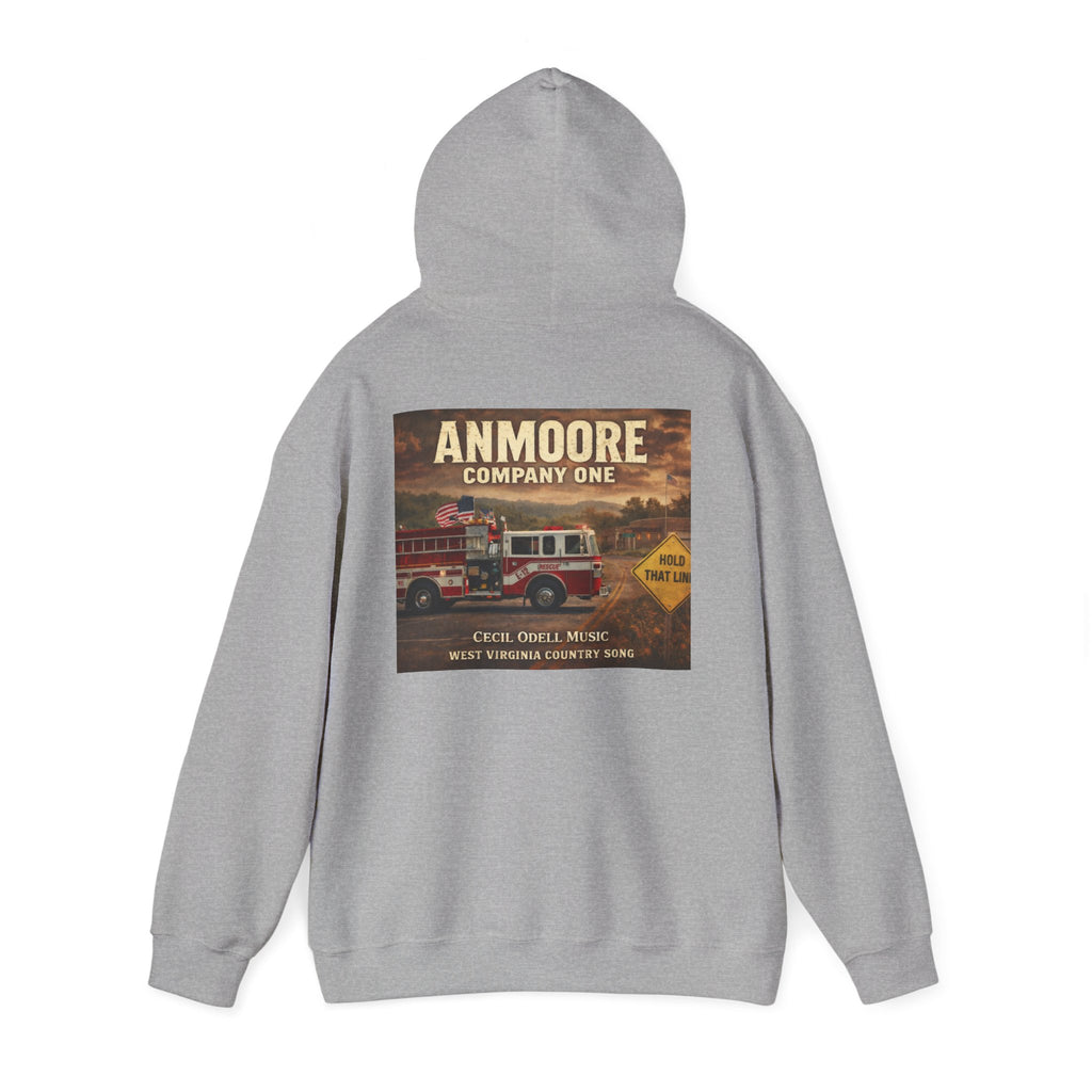 Firetruck Graphic Hoodie: Anmoore Company One Vintage Rescue Music Crewneck