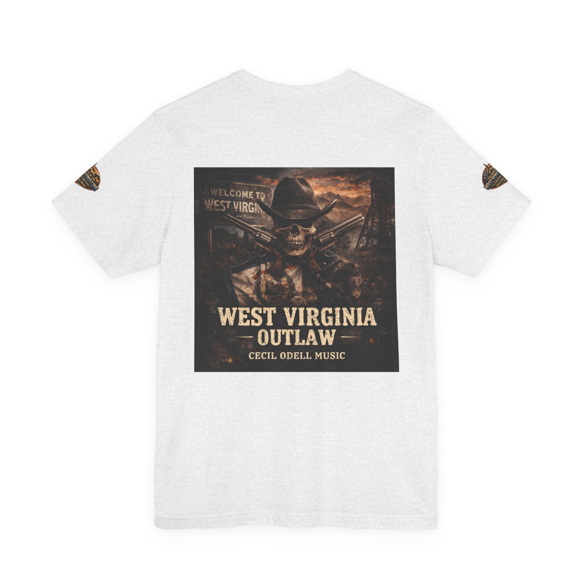 West Virginia Outlaw T-Shirt: Rustic Skull & Guns Country Graphic Tee