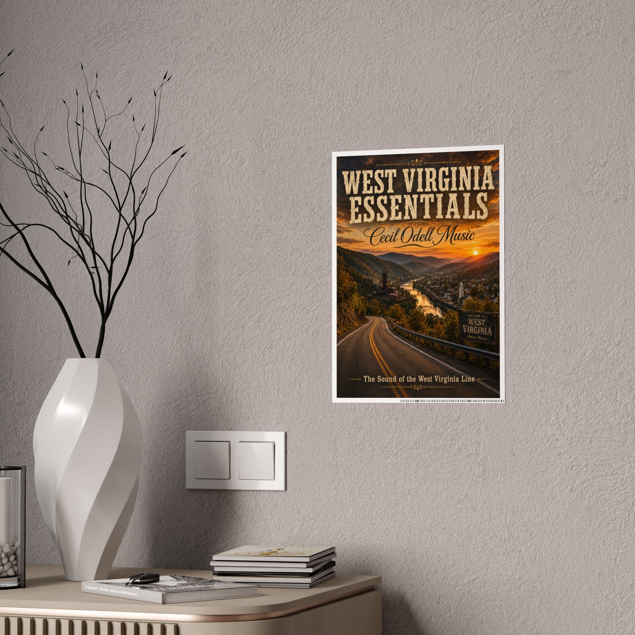 West Virginia Essentials Gloss Poster — Vintage Scenic State Music Print