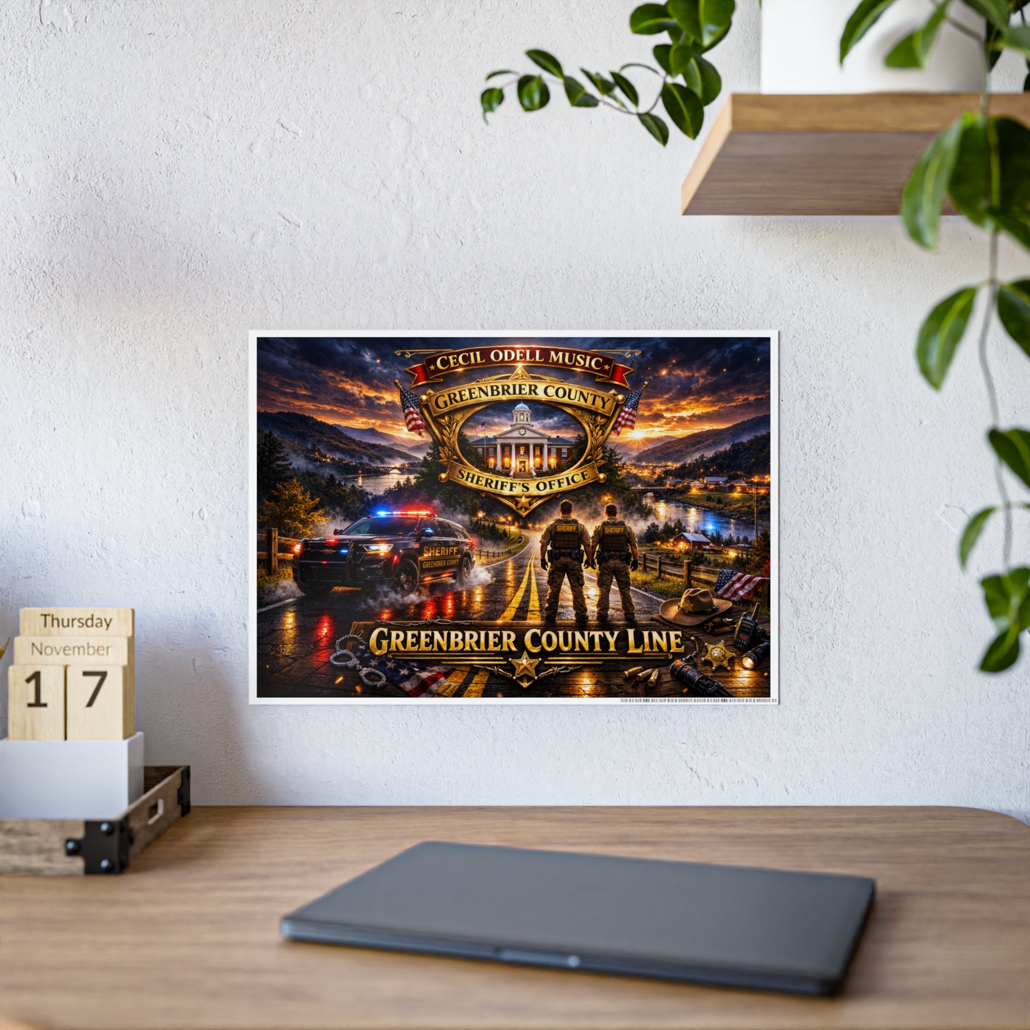 Greenbrier County Sheriff Poster: Gloss Police Tribute Wall Art