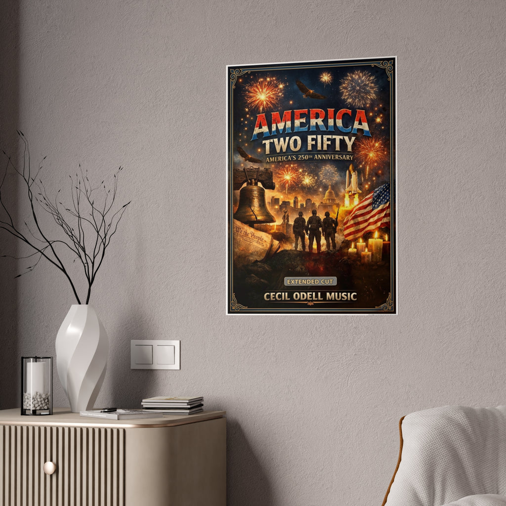 America Two Fifty Anniversary Poster: Patriotic 250th Celebration Gloss Print