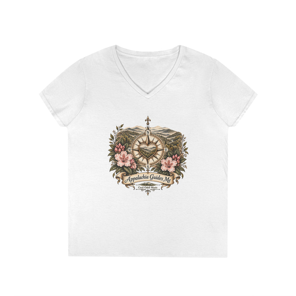 Appalachian Guide Floral Compass V-Neck Tee