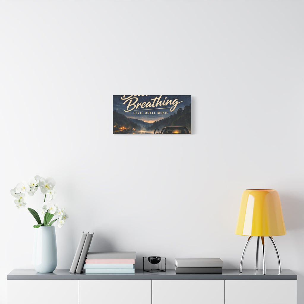 Backroad Breathing Matte Canvas Wall Art: Night Truck Landscape Music Print