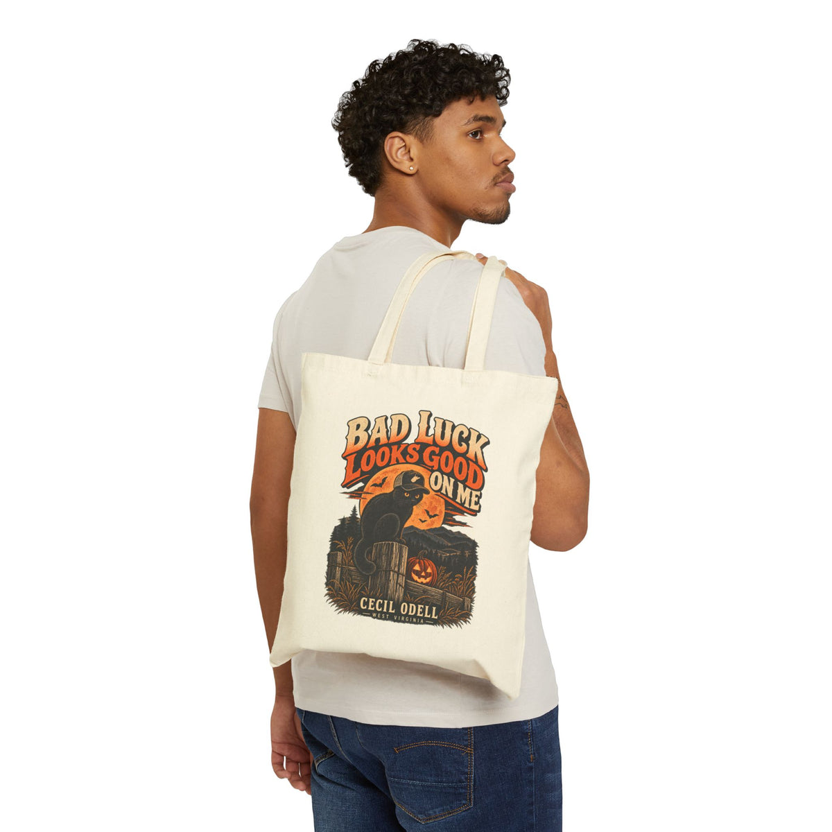 Bad Luck Looks Good on Me Halloween Tote | Cecil Odell