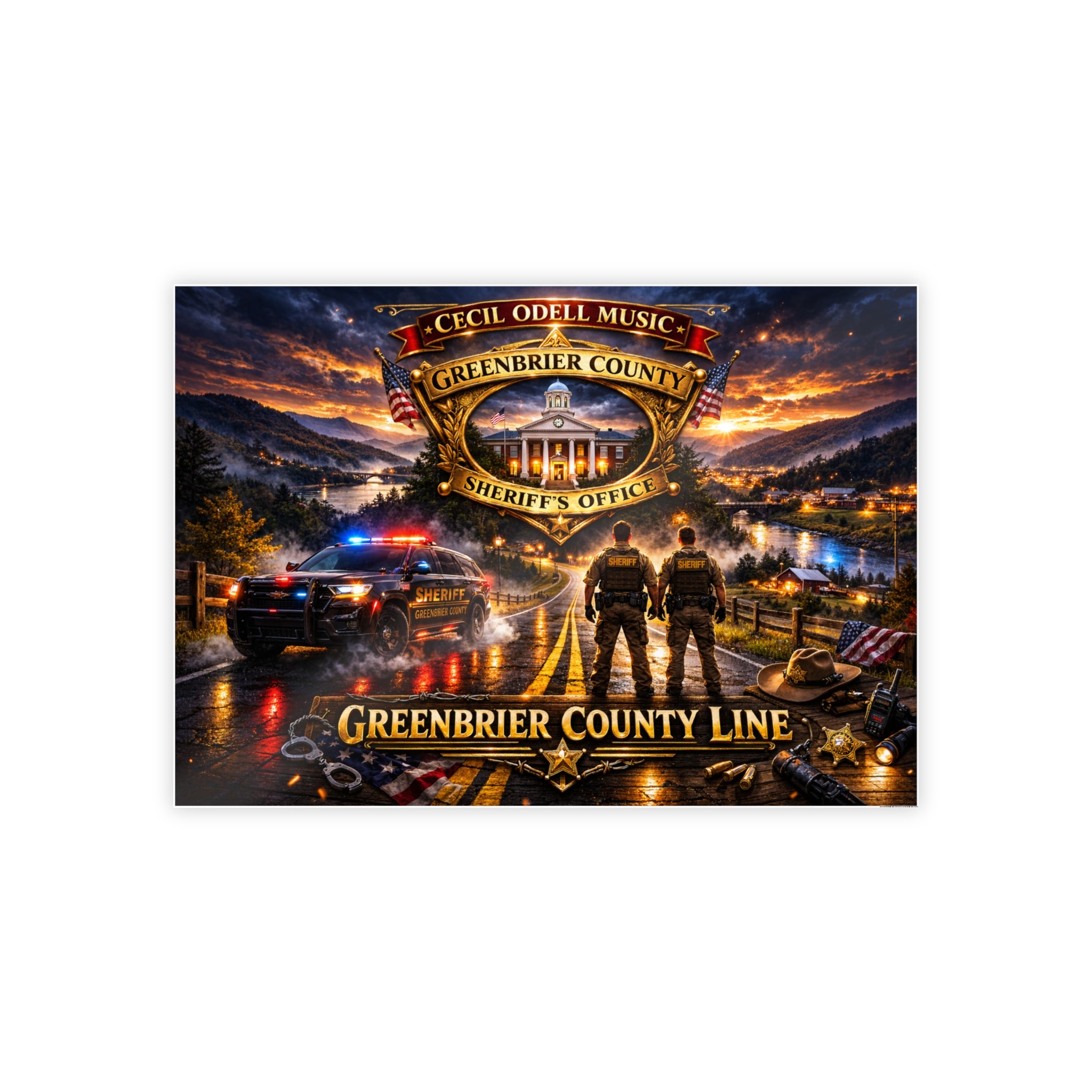 Greenbrier County Sheriff Poster: Gloss Police Tribute Wall Art