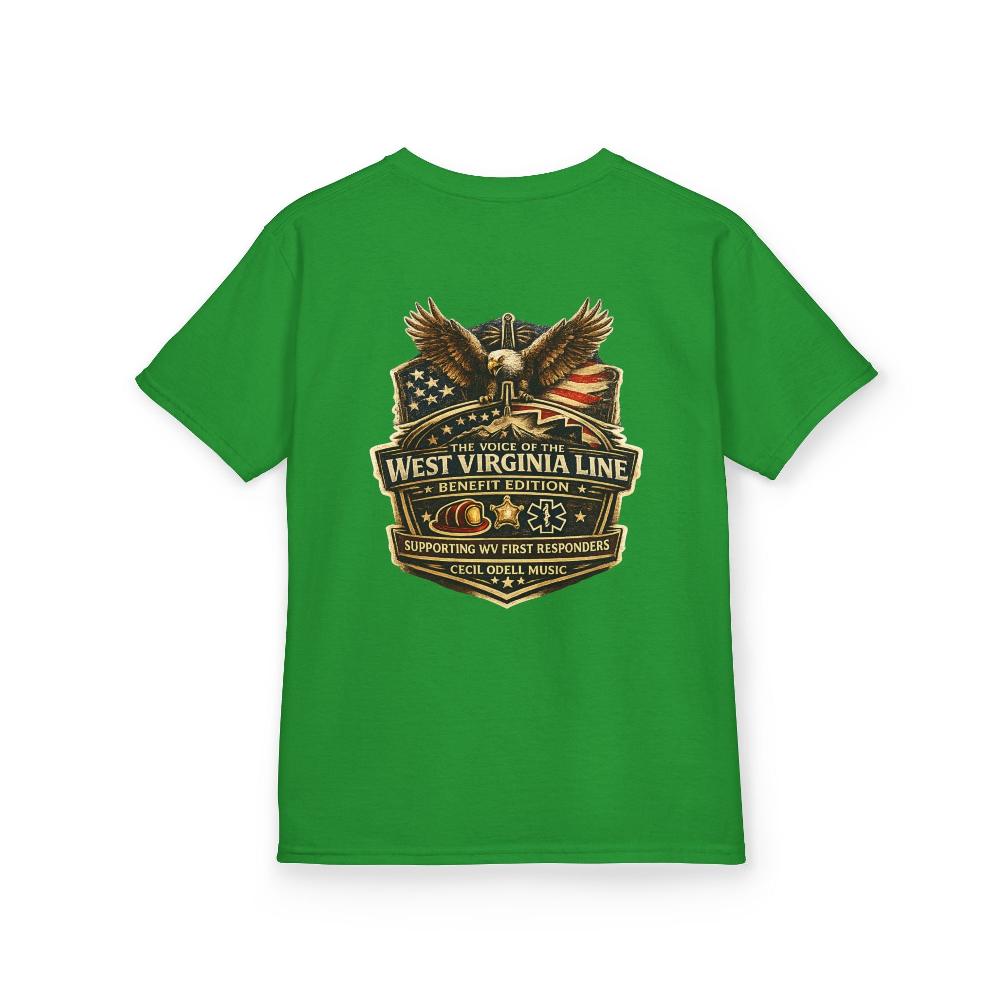 Kids T‑Shirt: Vintage West Virginia Line Badge with Eagle & American Flag