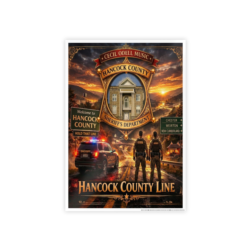 Hancock County Line Gloss Poster: Sheriff’s Department Badge Wall Art