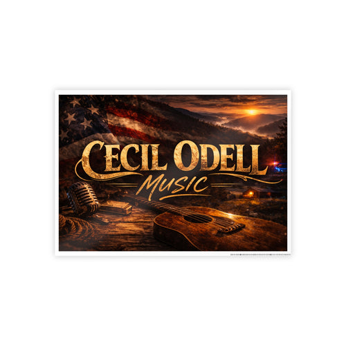 Cecil Odell Music Vintage Americana Guitar Gloss Poster