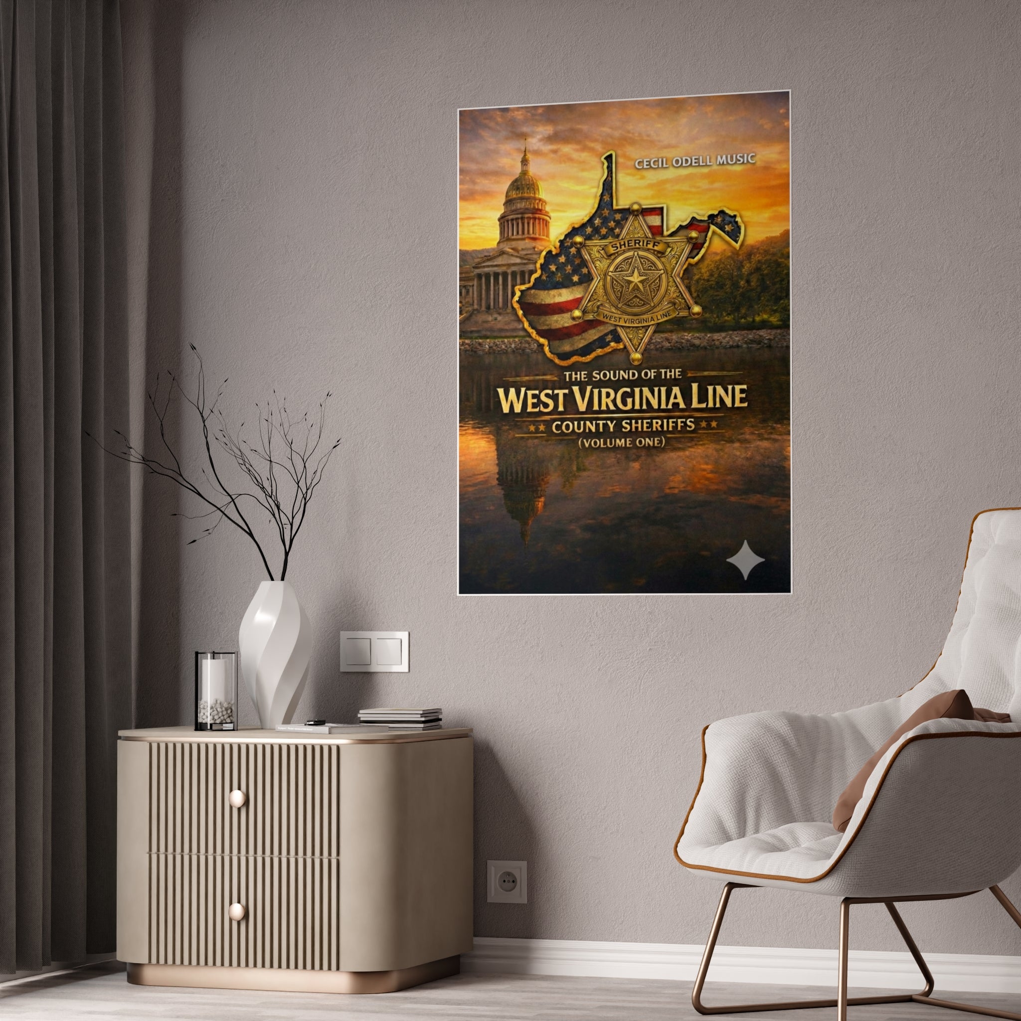 West Virginia Line County Sheriffs Poster: Gloss Music Print