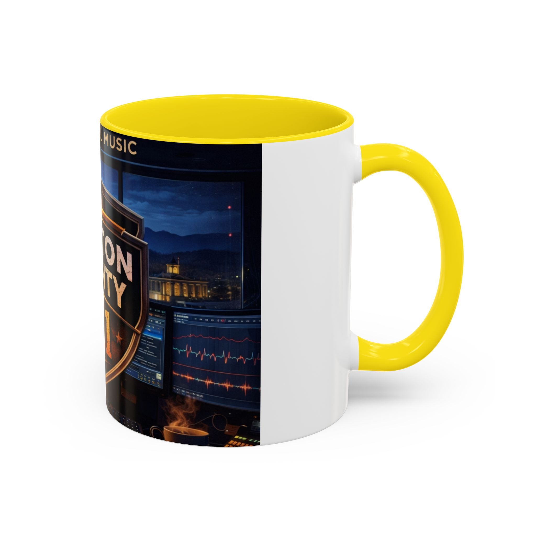 Preston County 911 Coffee Mug: Emergency Dispatch Badge Accent Mug