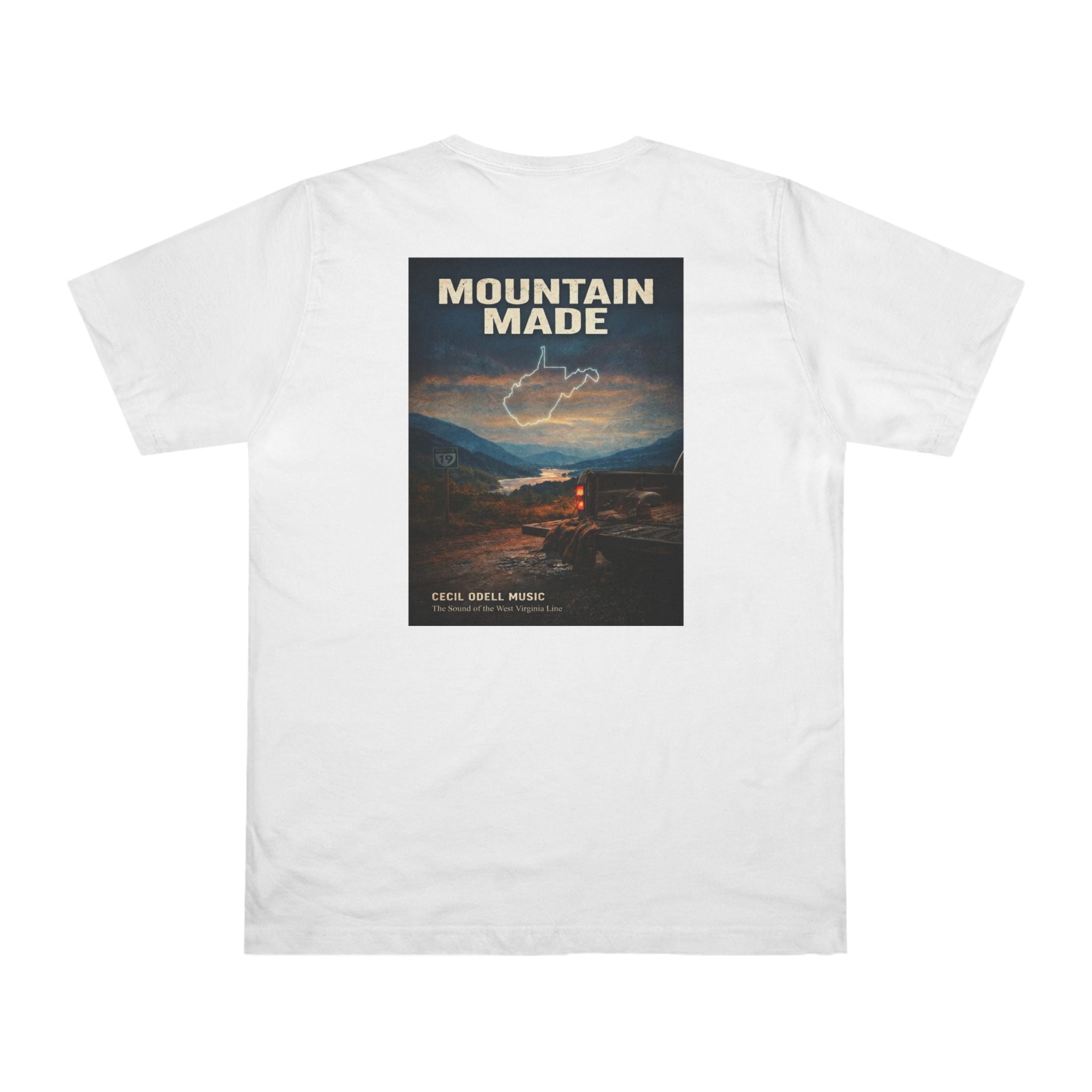 Mountain Made T-Shirt: 'Cecil Odell Music' Scenic Back Print
