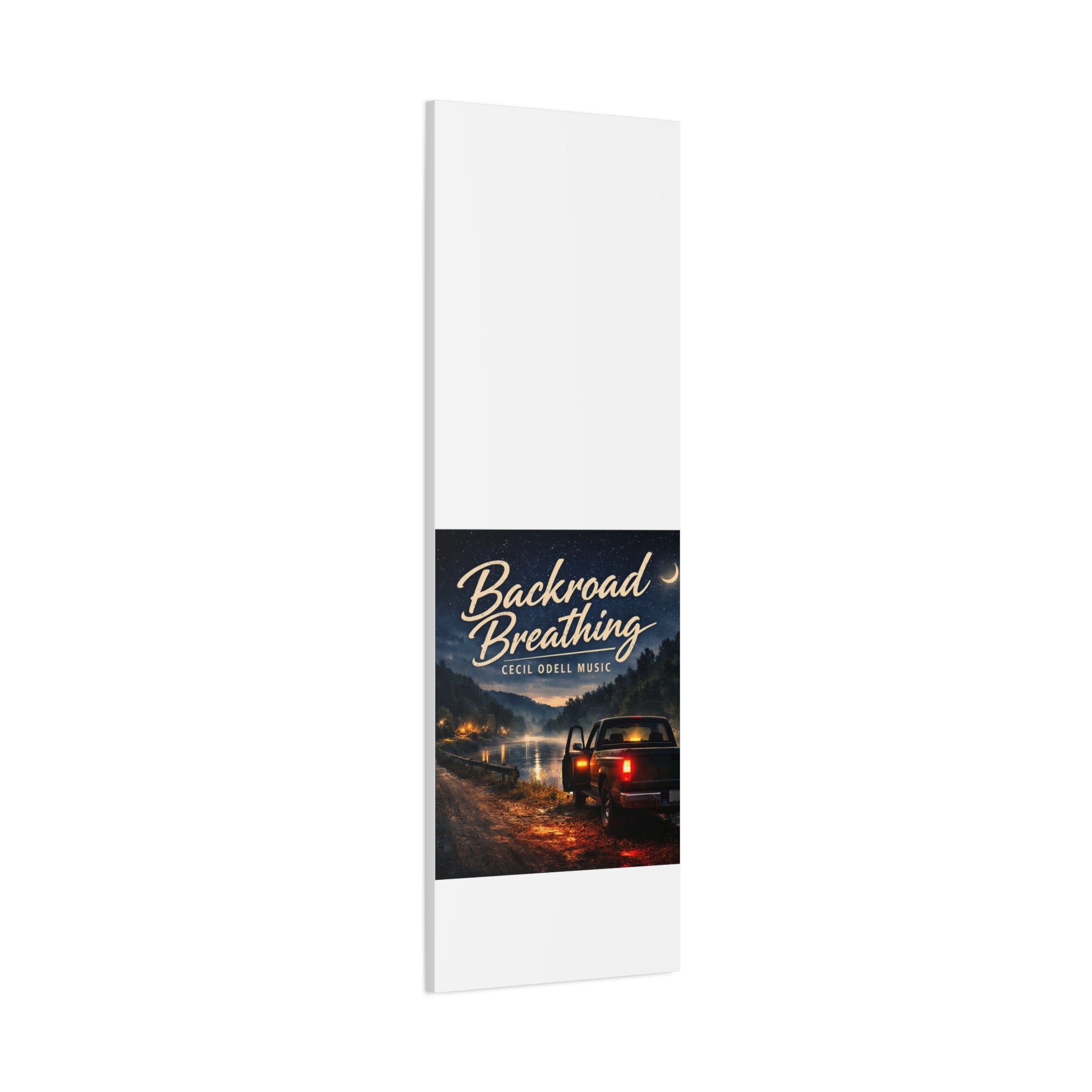Backroad Breathing Matte Canvas Wall Art: Night Truck Landscape Music Print