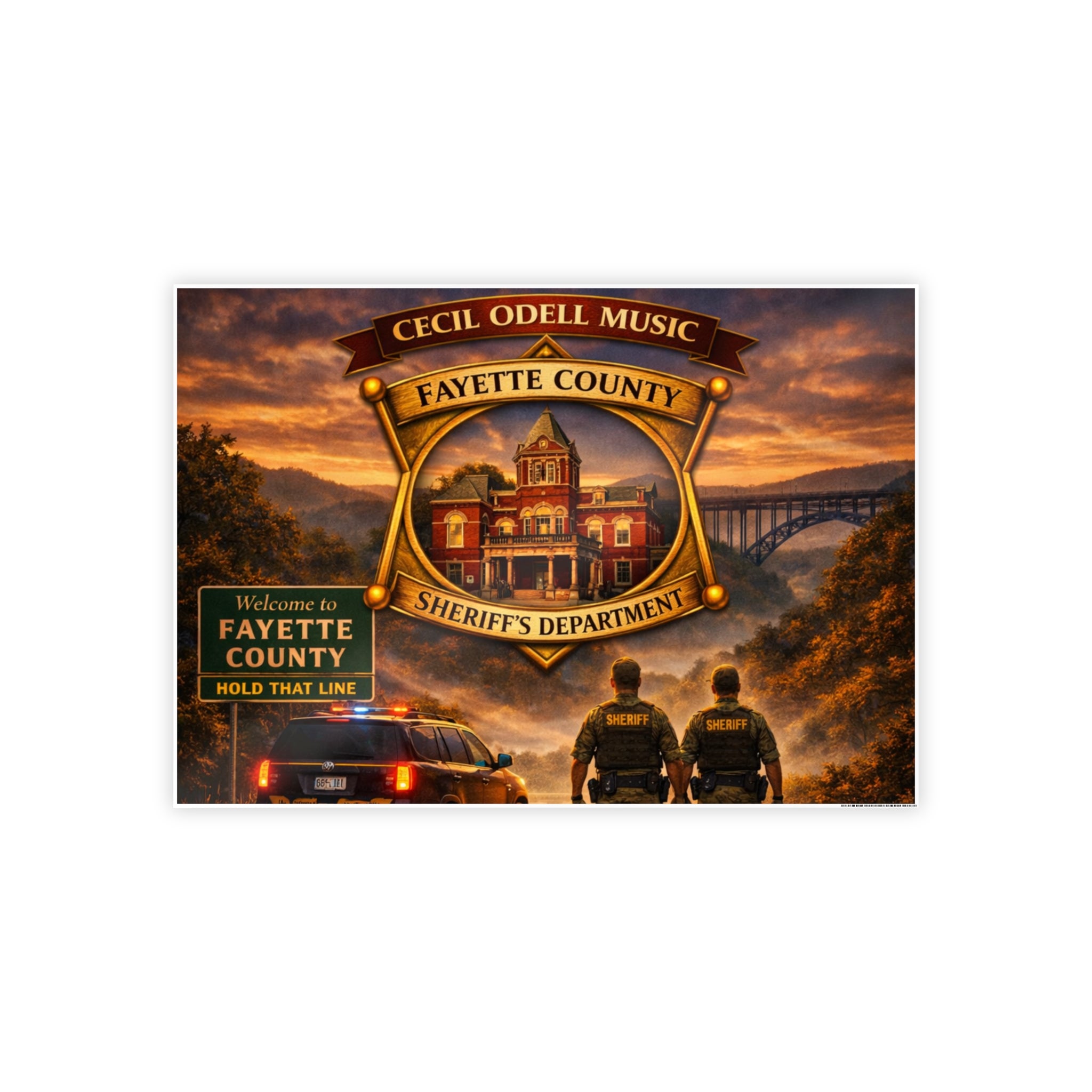 Fayette County Sheriff Badge Poster: 'Cecil Odell Music' Gloss Print