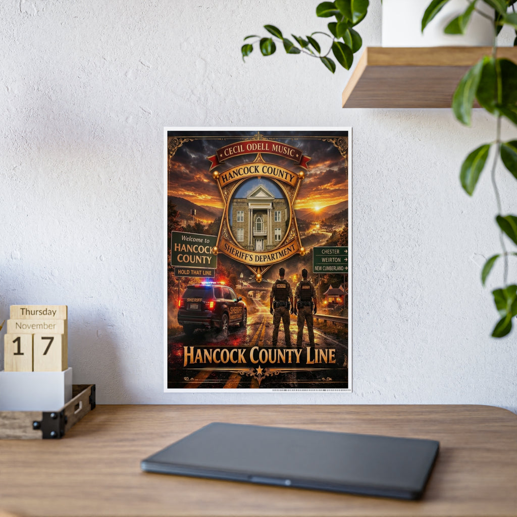 Hancock County Line Gloss Poster: Sheriff’s Department Badge Wall Art