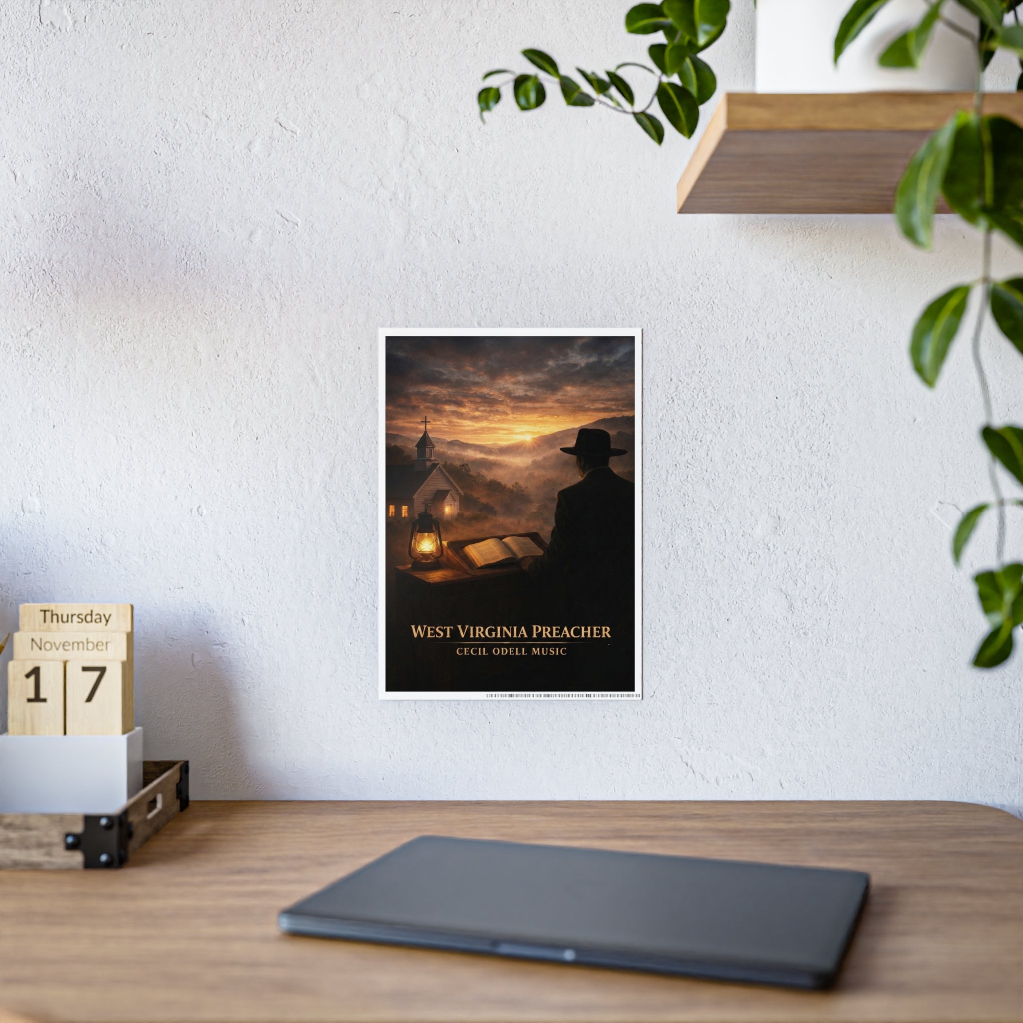 West Virginia Preacher Gloss Poster: Rustic Sunset Church Wall Art