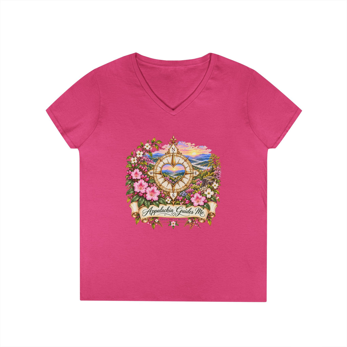 Appalachia Guides Me Floral - Ladies' V-Neck T-Shirt