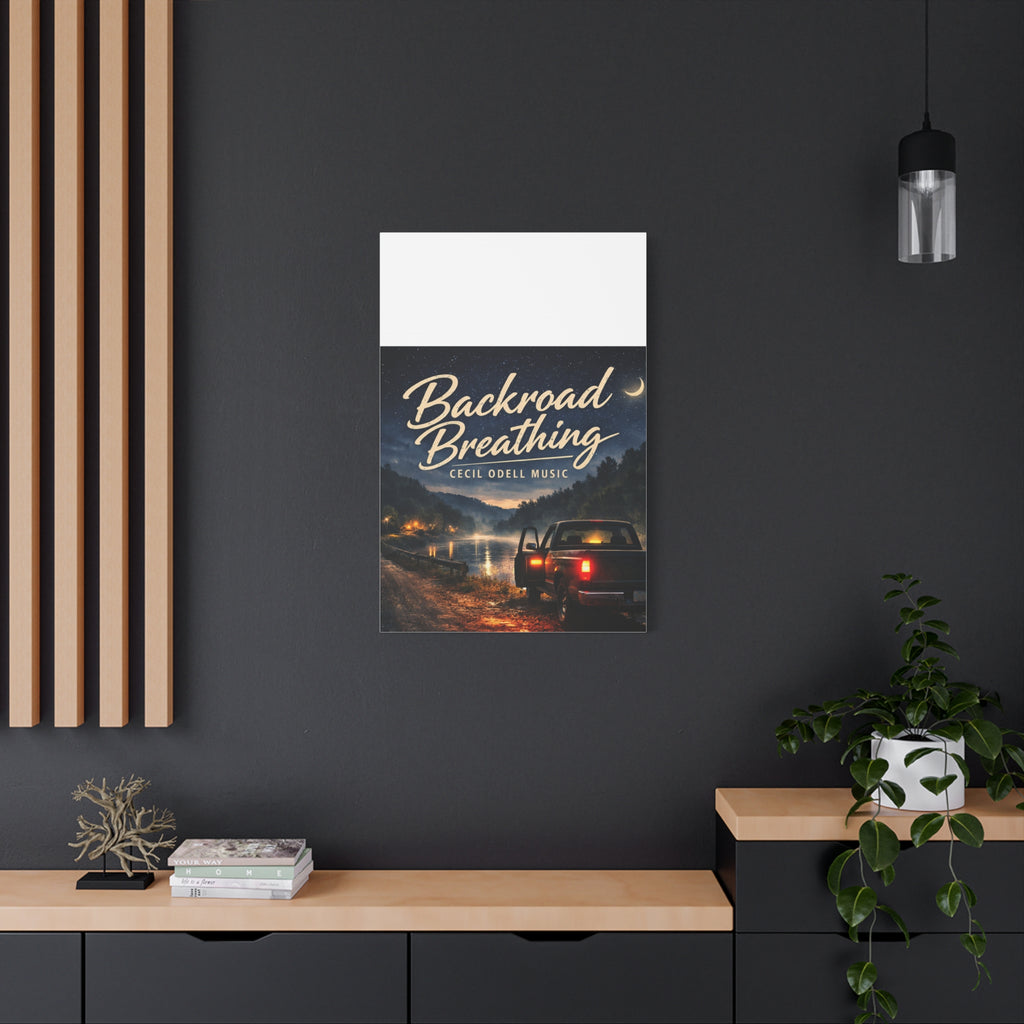 Backroad Breathing Matte Canvas Wall Art: Night Truck Landscape Music Print