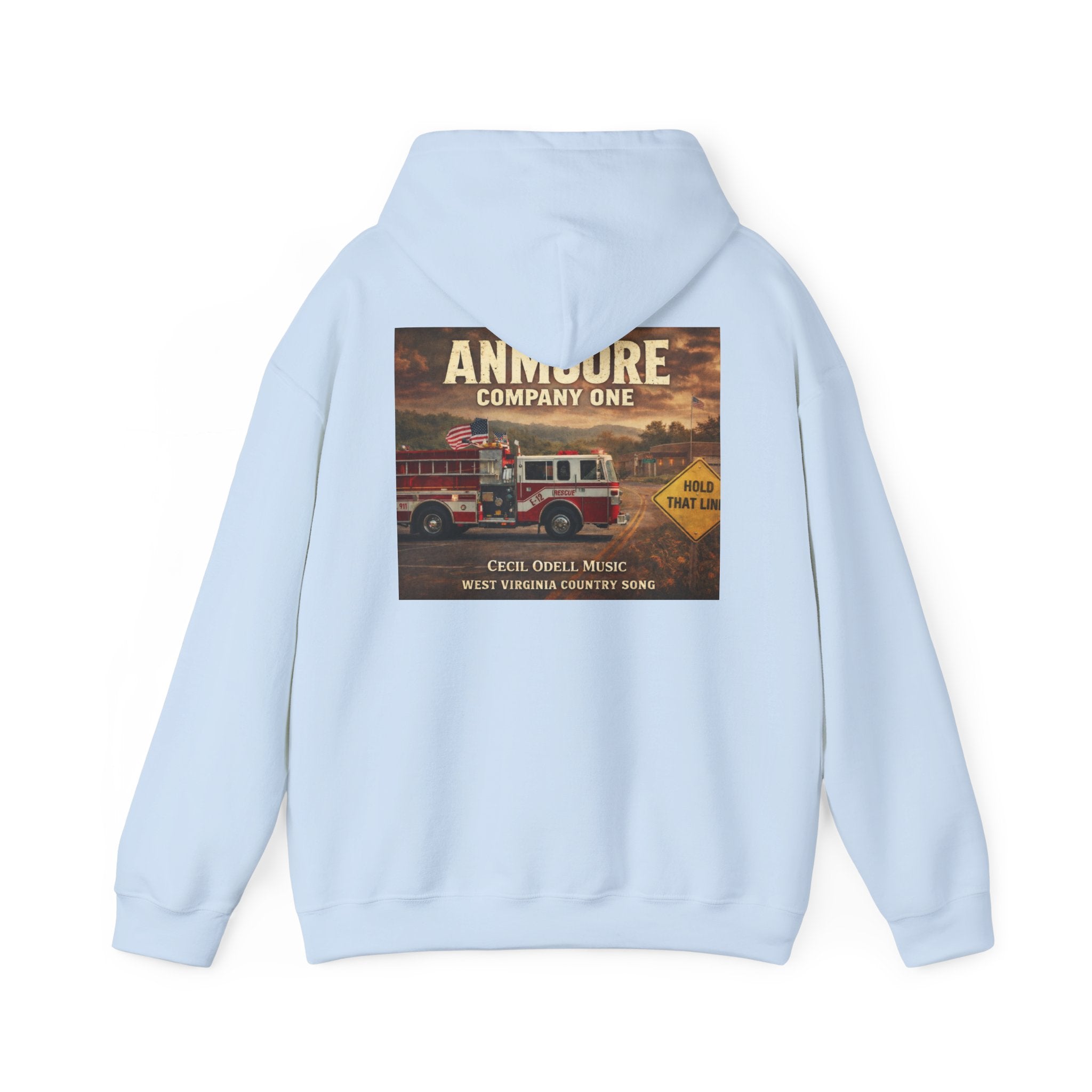 Firetruck Graphic Hoodie: Anmoore Company One Vintage Rescue Music Crewneck