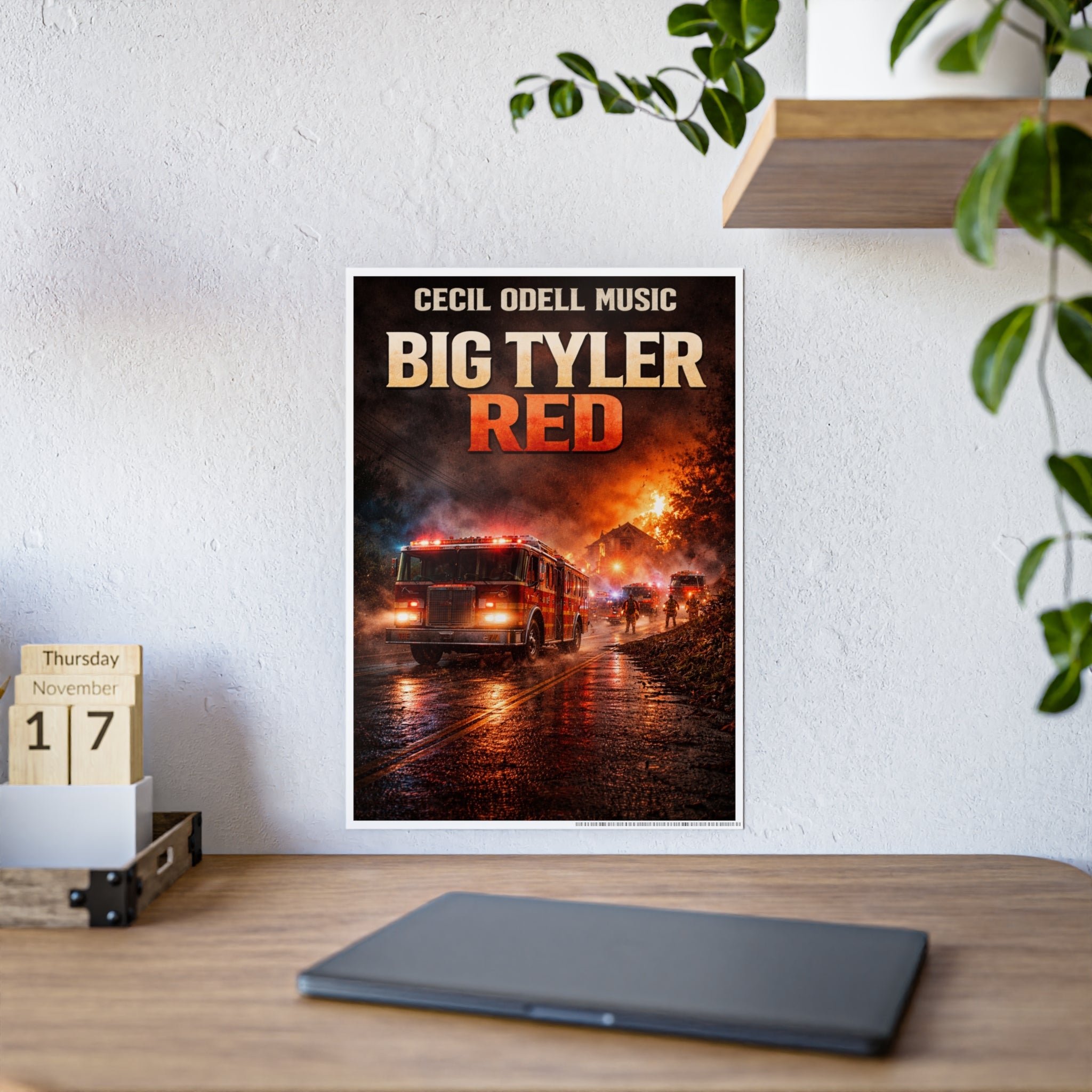 Big Tyler Red Firetruck Poster: Gloss Music Movie Art Print