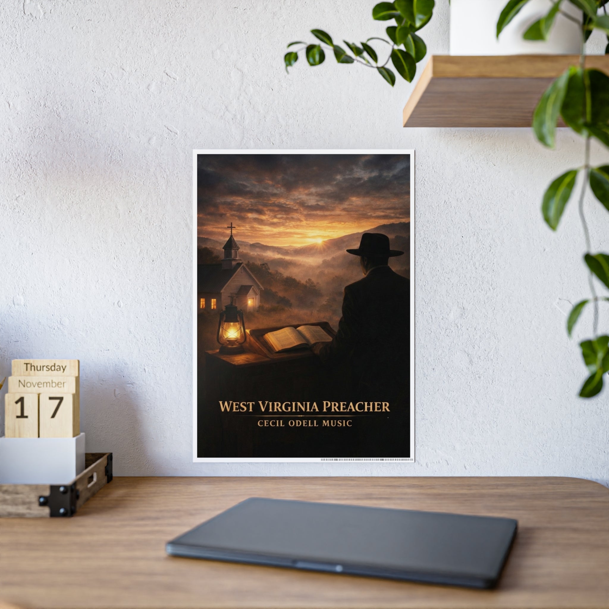 West Virginia Preacher Gloss Poster: Rustic Sunset Church Wall Art
