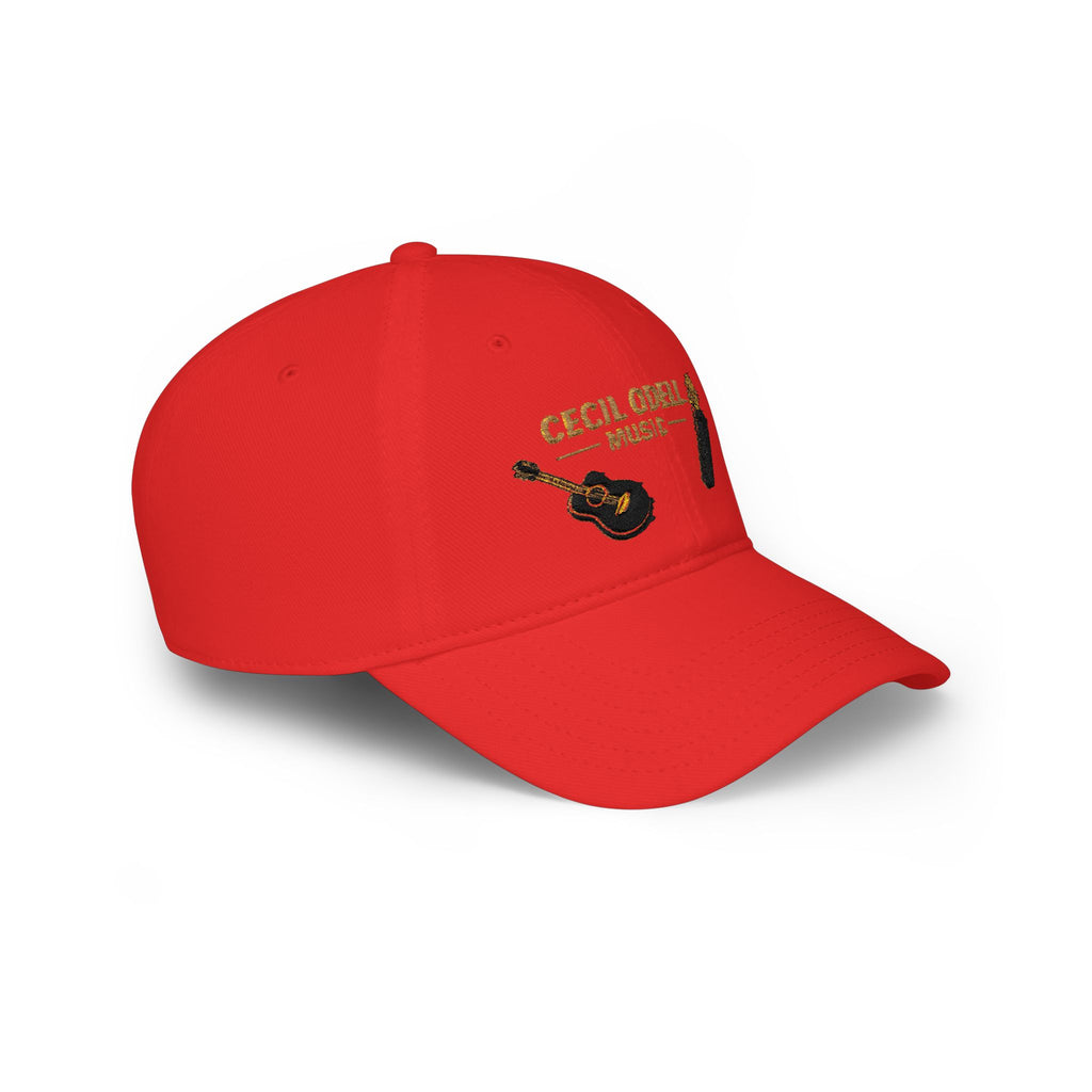 Cecil Odell Music Embroidered Guitar & Mic Low-Profile Baseball Cap