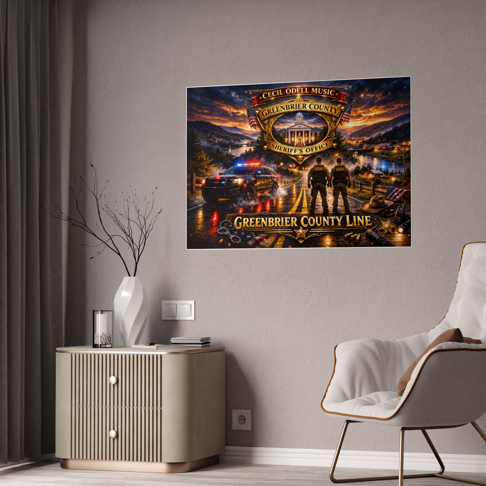 Greenbrier County Sheriff Poster: Gloss Police Tribute Wall Art
