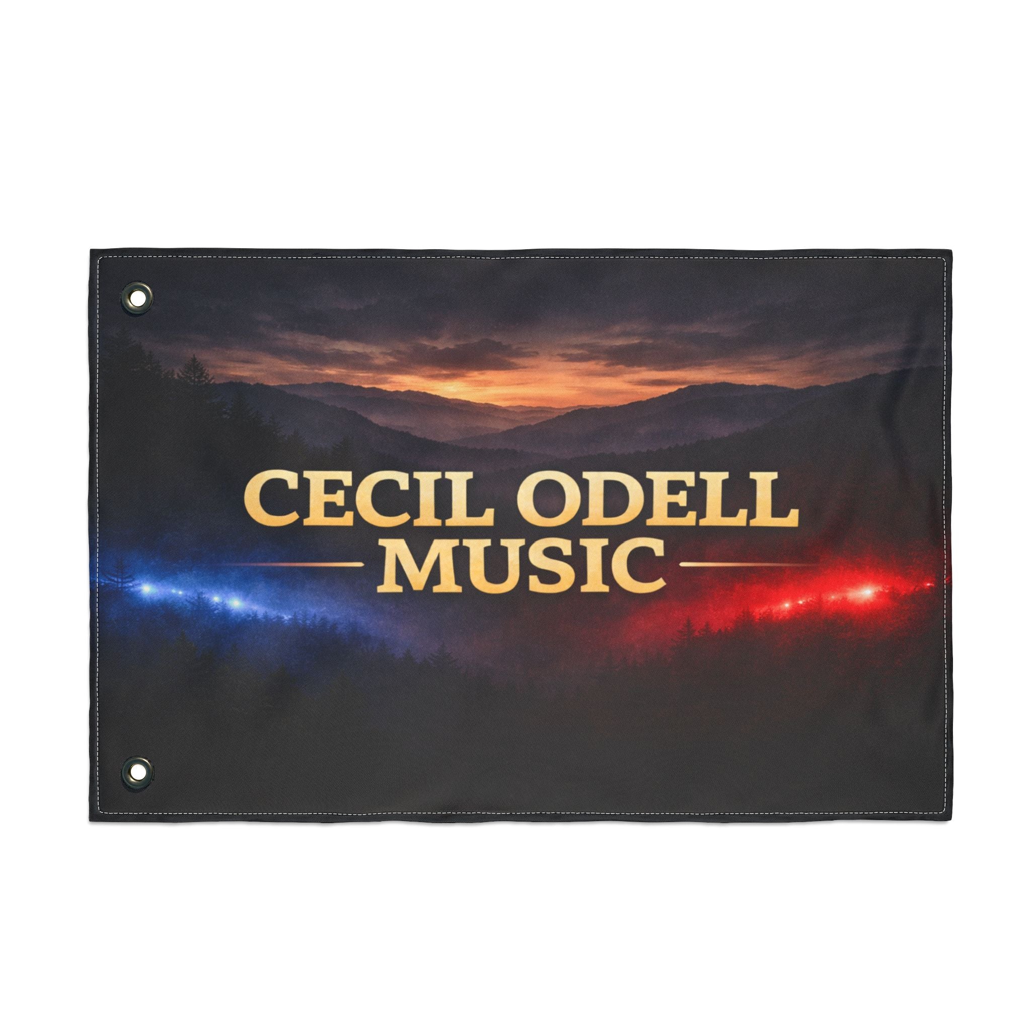 Cecil Odell Music Double-Sided Flag: Sunset Stage Logo Banner for Musicians & Fans
