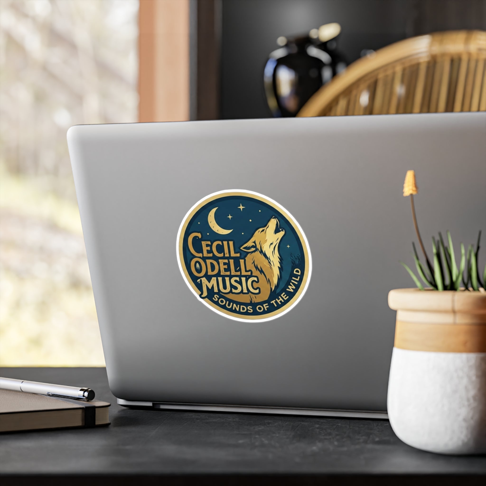Cecil Odell Music Kiss-Cut Vinyl Sticker: 'Sounds of the Wild' Wolf Moon Decal
