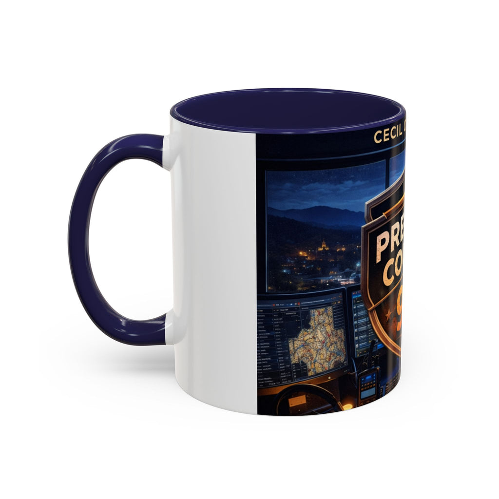 Preston County 911 Coffee Mug: Emergency Dispatch Badge Accent Mug