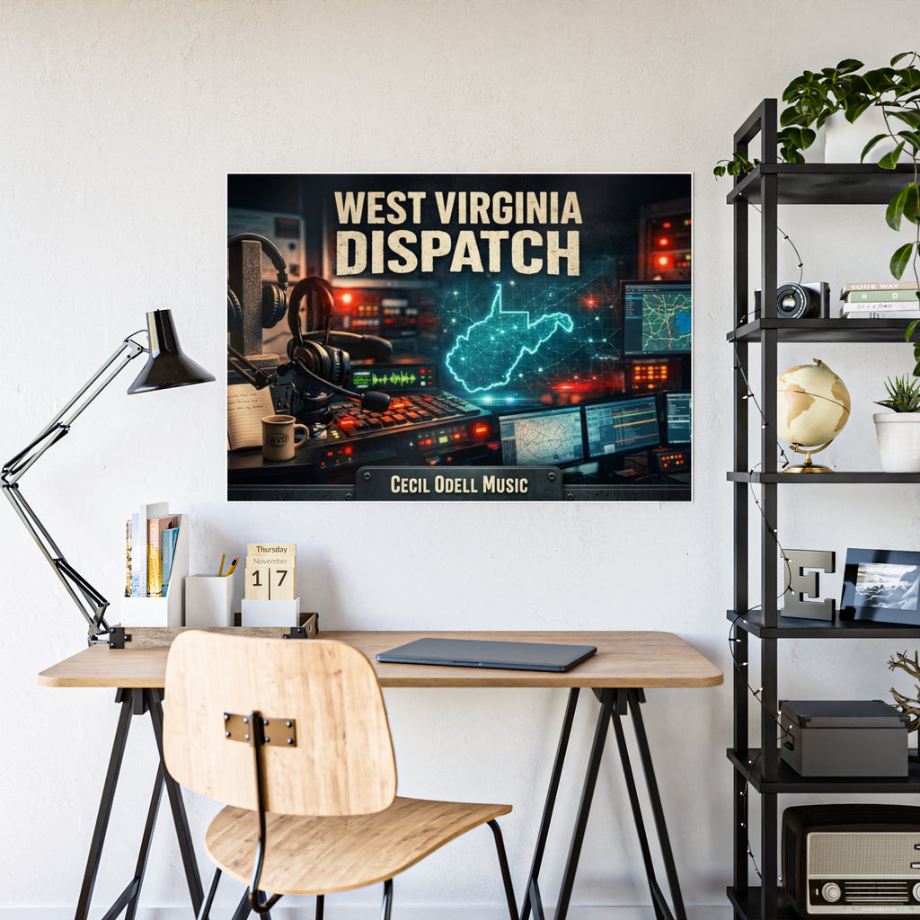 West Virginia Dispatch Gloss Poster: Retro Radio Control Room Wall Art