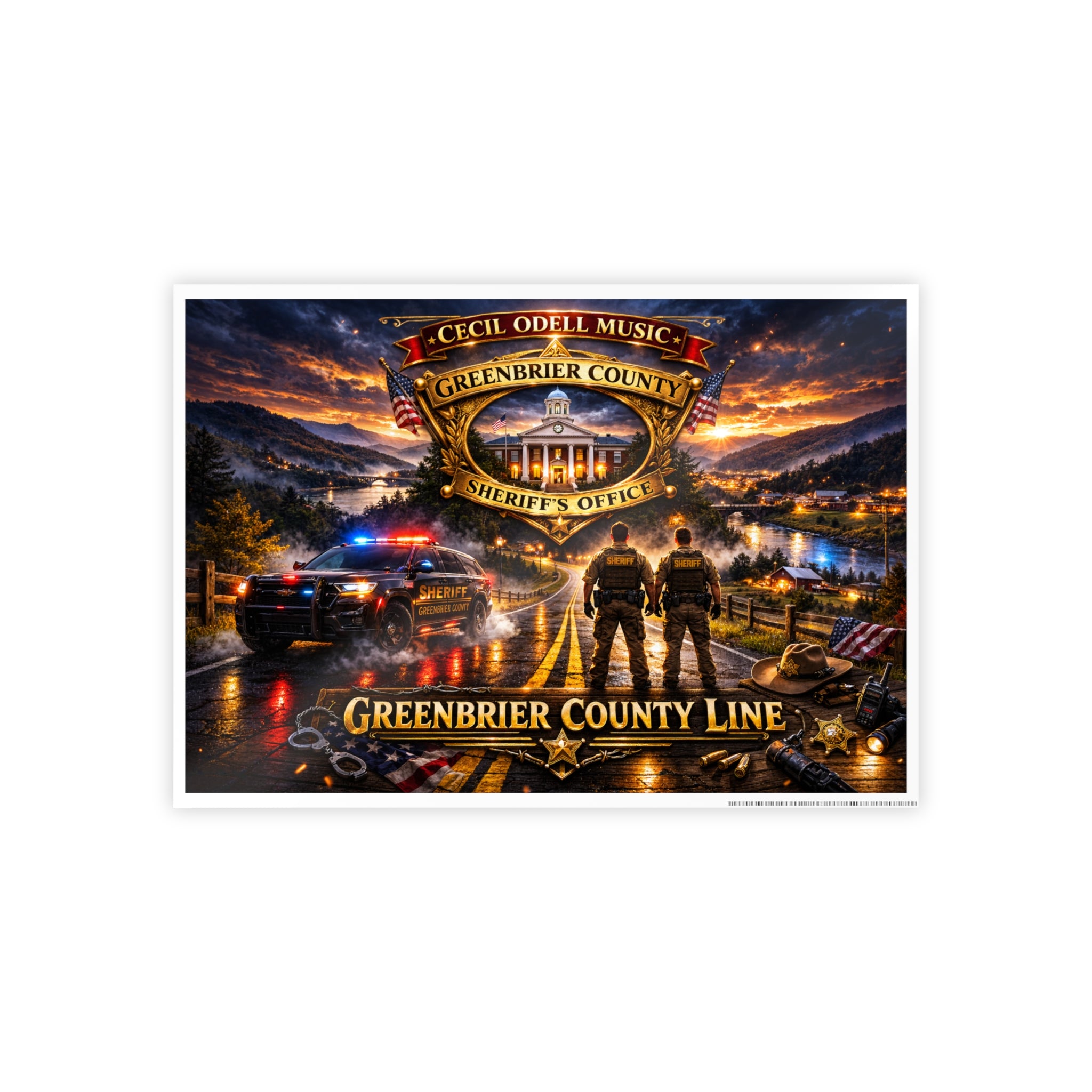 Greenbrier County Sheriff Poster: Gloss Police Tribute Wall Art