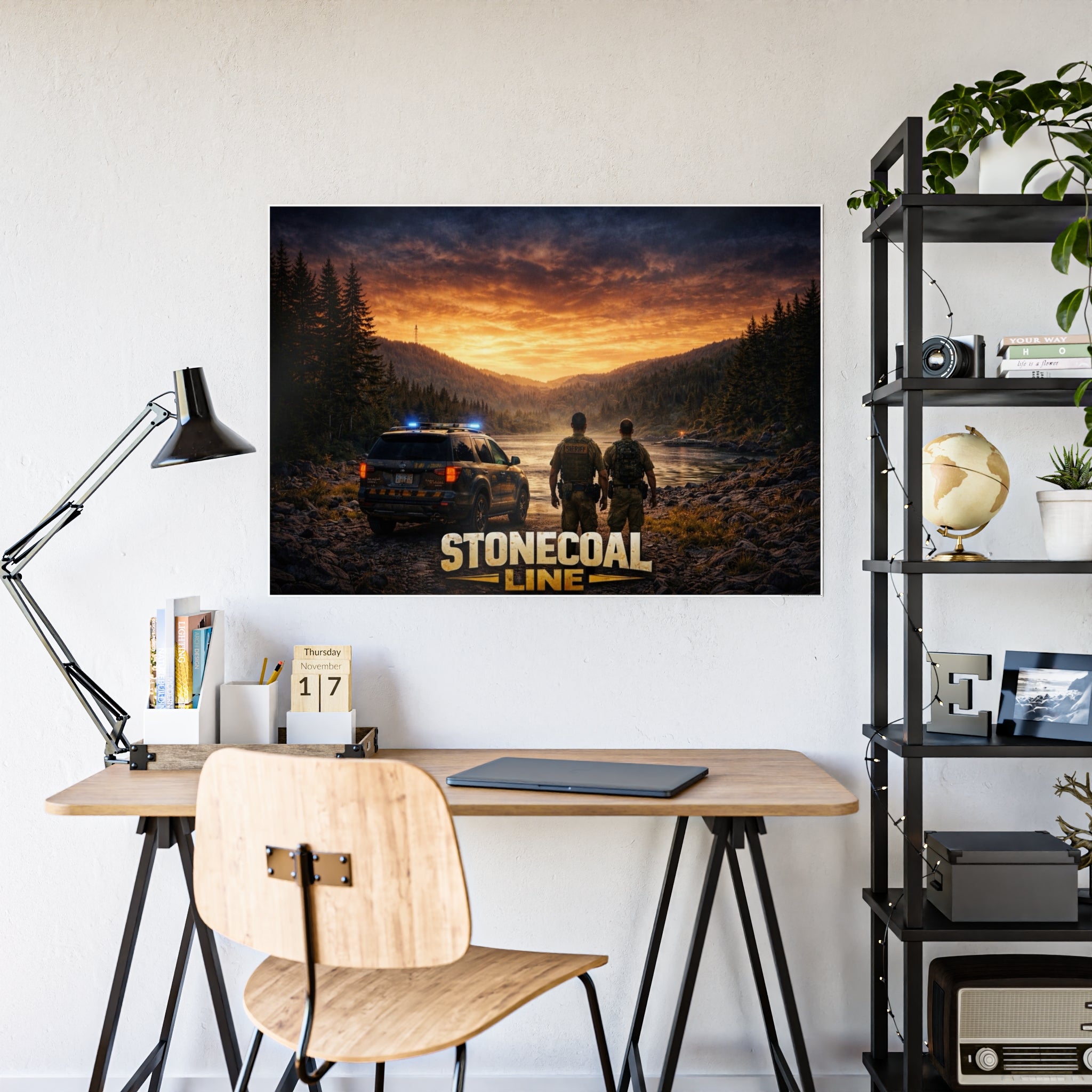Stonecoal Line Gloss Poster: Law Enforcement Scenic Sunset Print