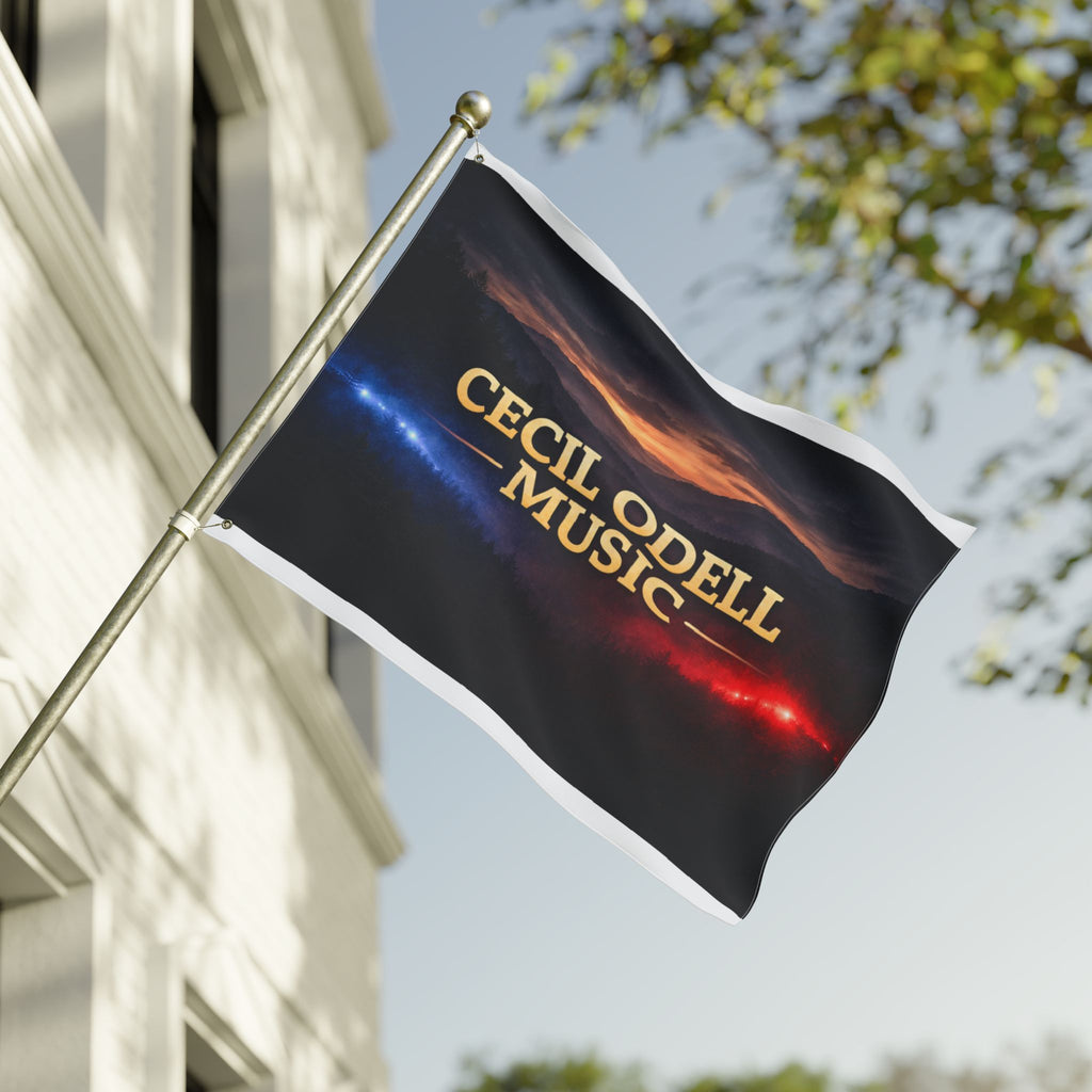 Cecil Odell Music Double-Sided Flag: Sunset Stage Logo Banner for Musicians & Fans