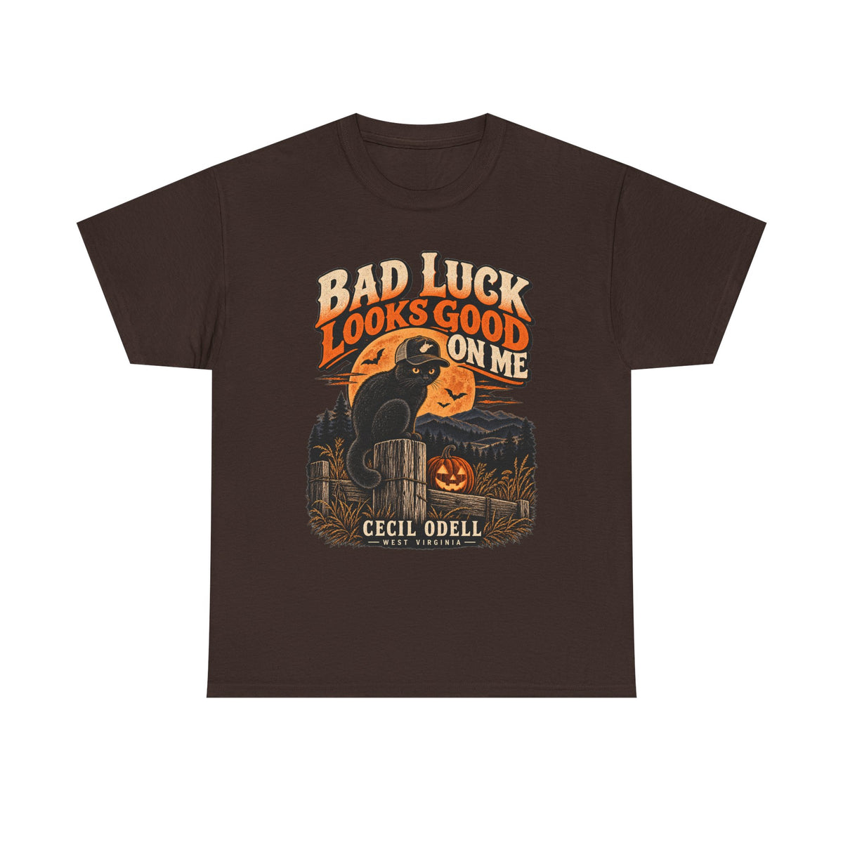 Bad Luck Looks Good on Me Halloween Tee | Cecil Odell