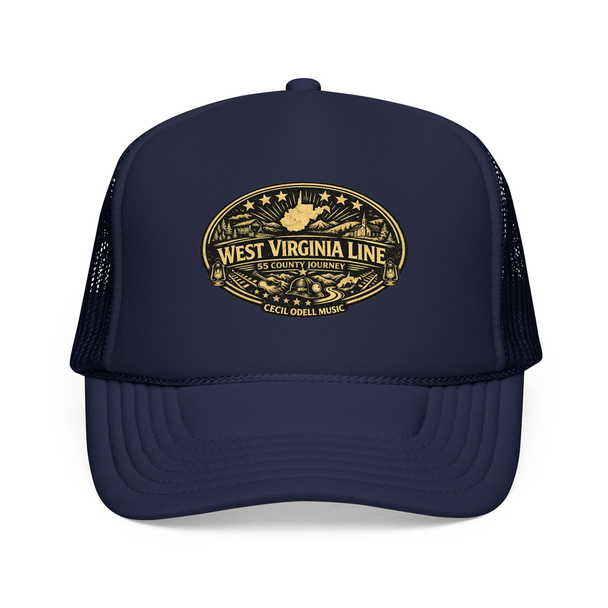 West Virginia Line Vintage Foam Trucker Hat: Rustic State Patch Cap