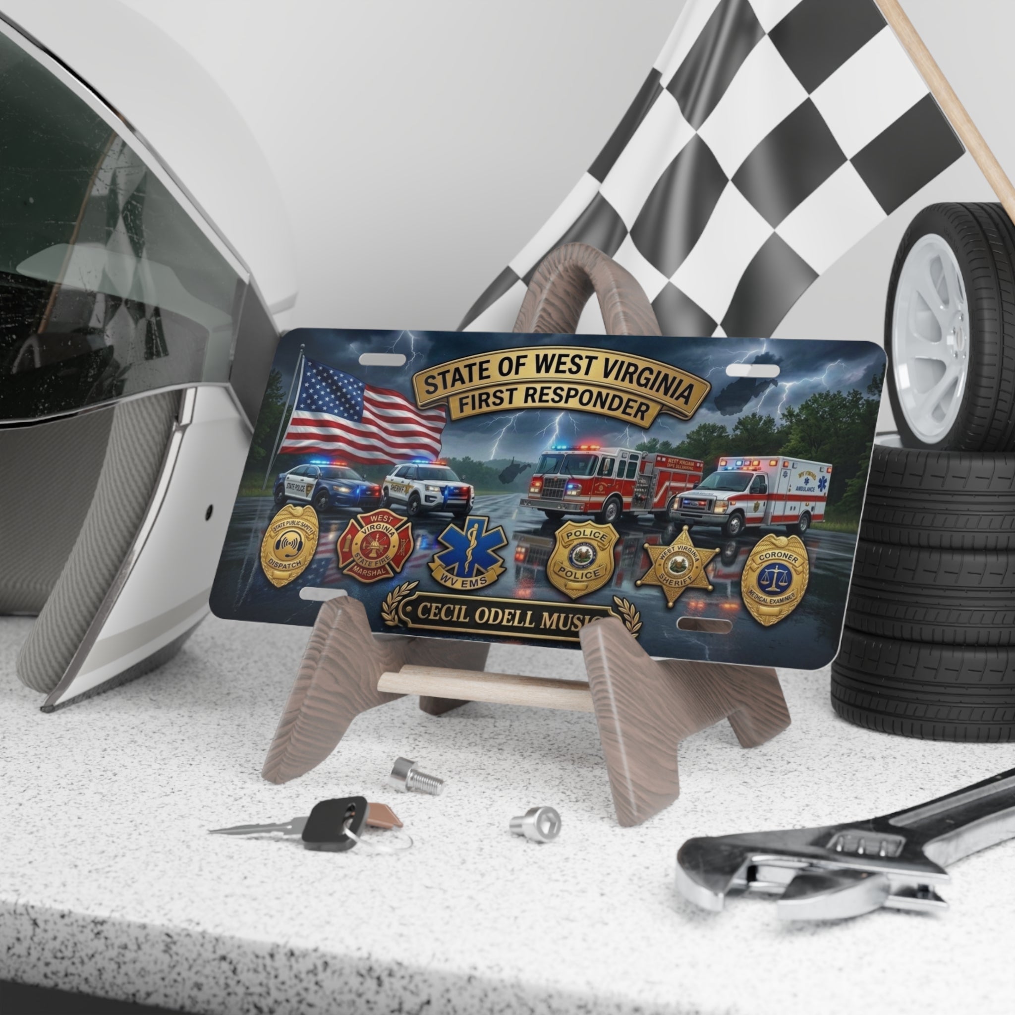 West Virginia First Responder Vanity Plate: Personalized Cecil Odell Music Design