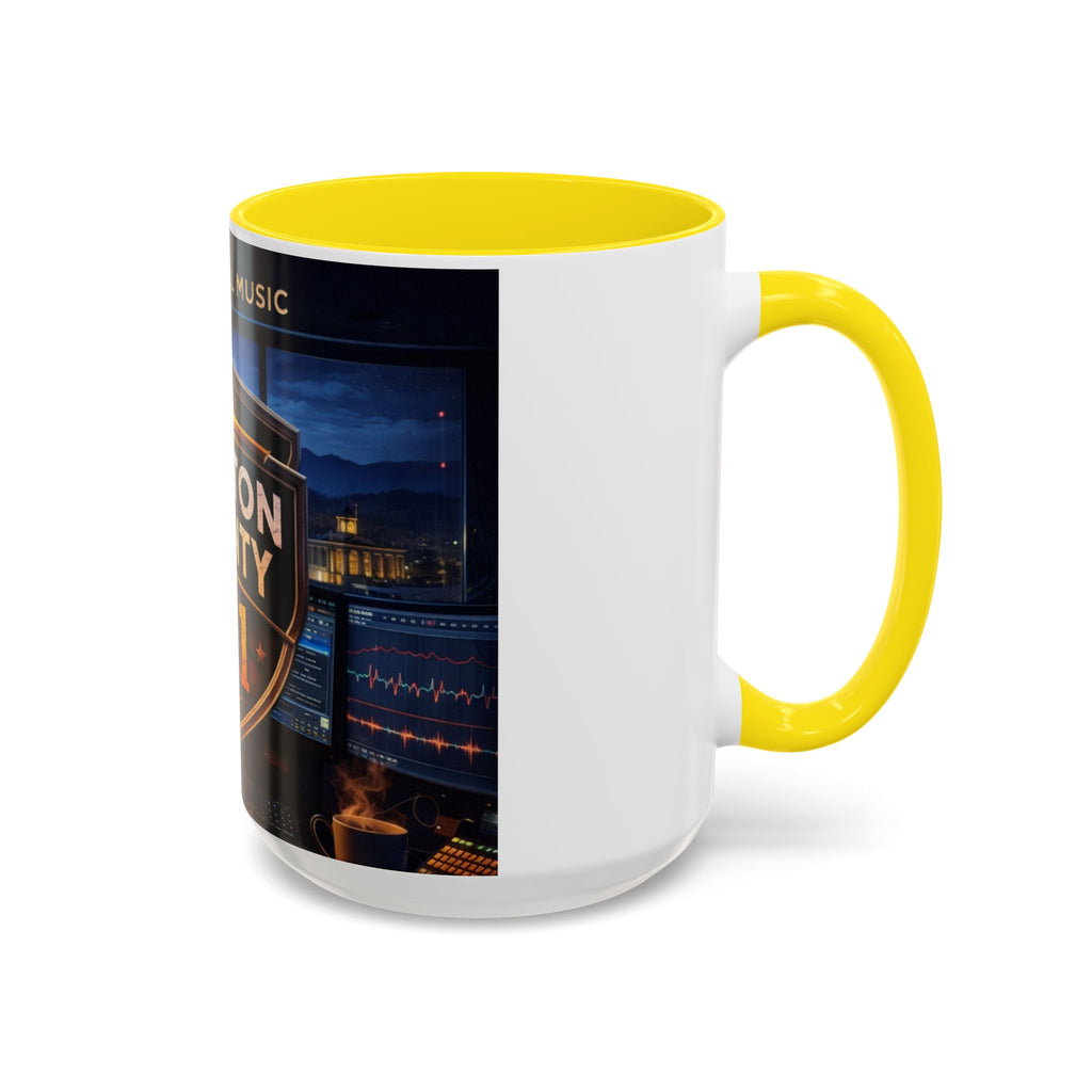 Preston County 911 Coffee Mug: Emergency Dispatch Badge Accent Mug