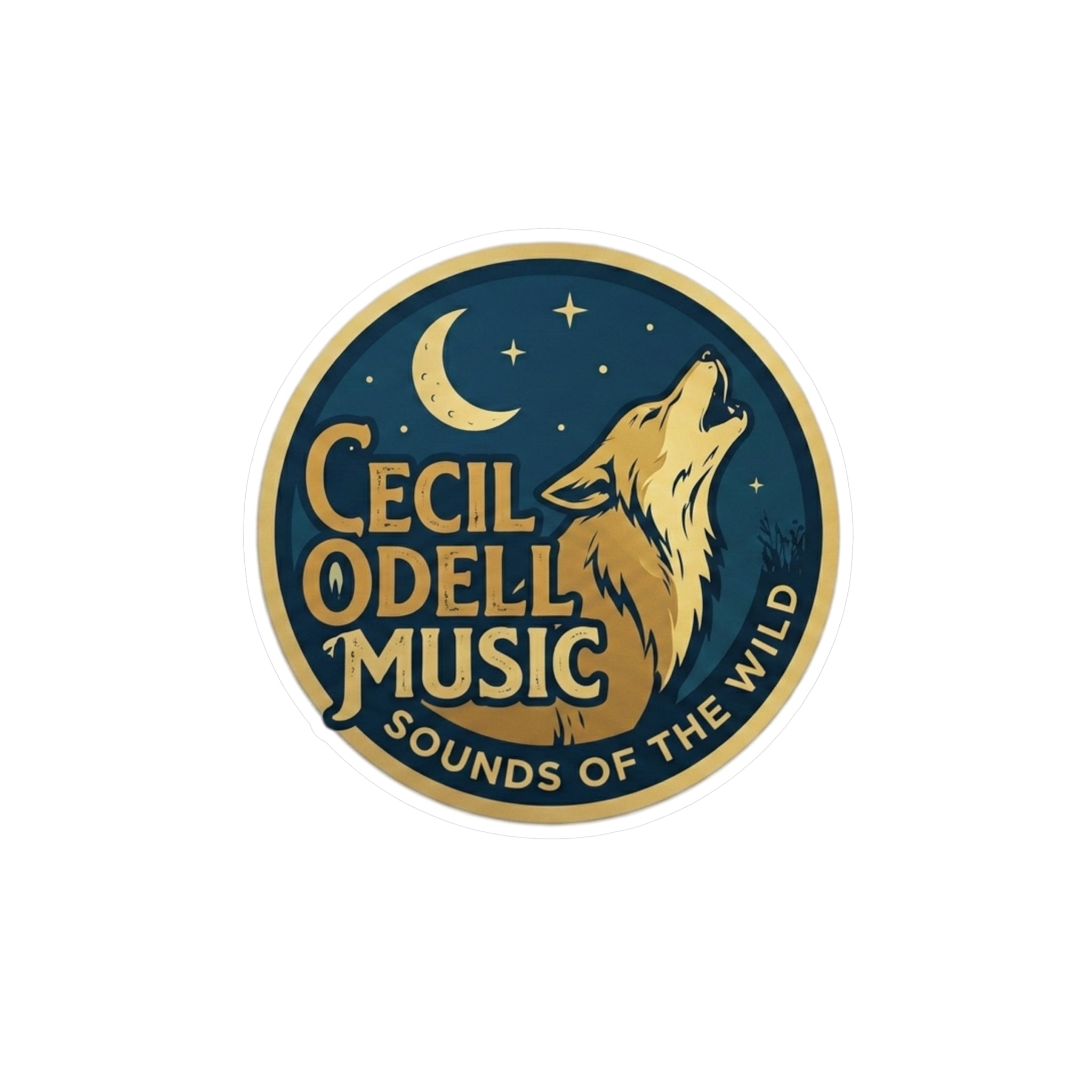 Cecil Odell Music Kiss-Cut Vinyl Sticker: 'Sounds of the Wild' Wolf Moon Decal