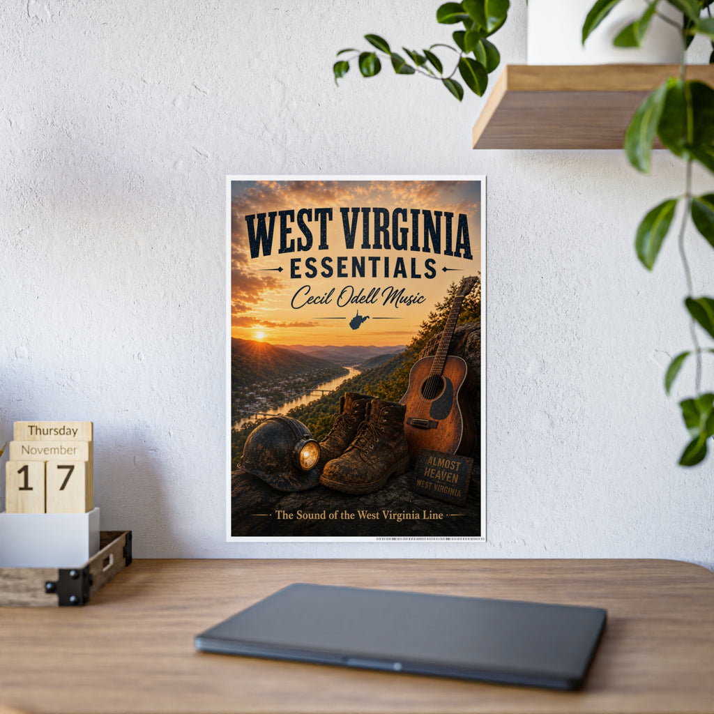 West Virginia Essentials Poster — Rustic Mountain Music Travel Wall Art