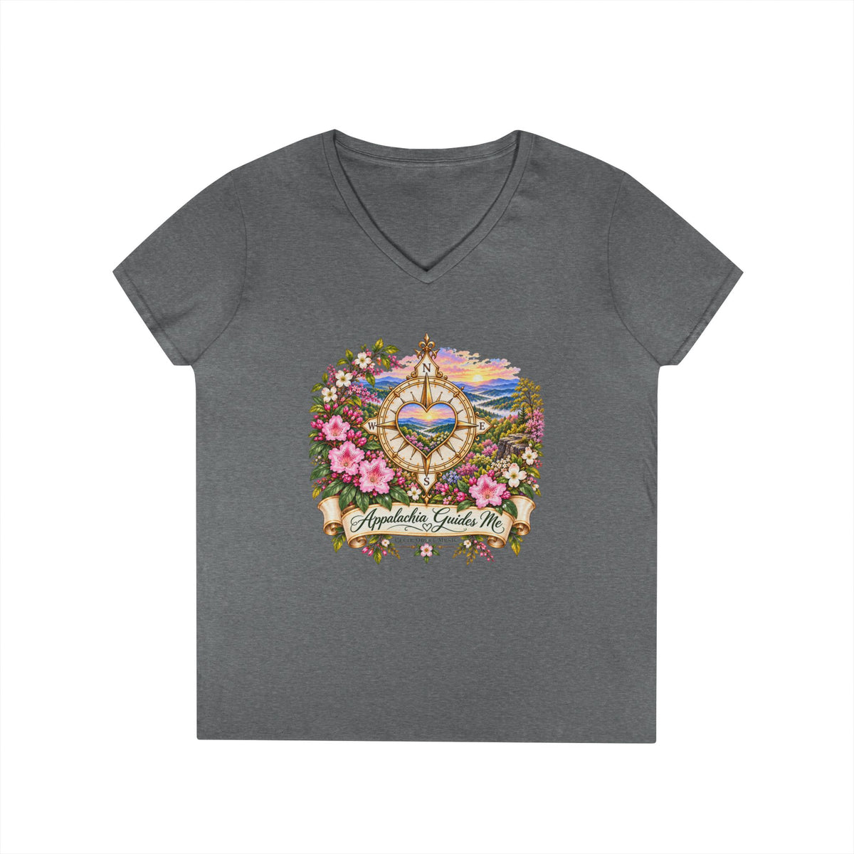 Appalachia Guides Me Floral - Ladies' V-Neck T-Shirt
