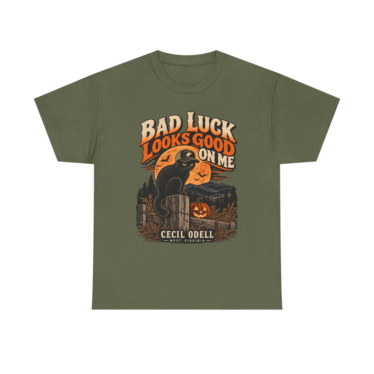 Bad Luck Looks Good on Me Halloween Tee | Cecil Odell