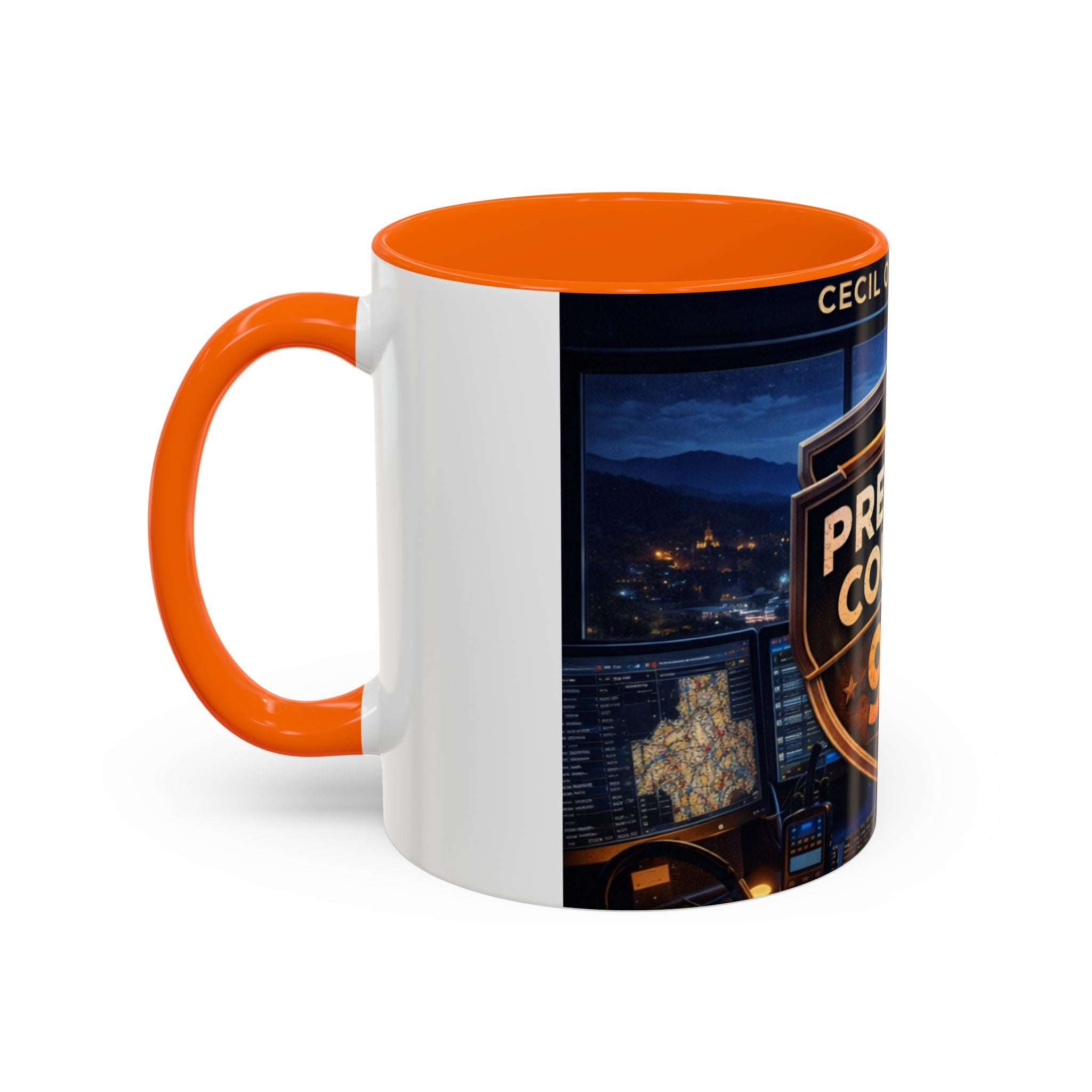 Preston County 911 Coffee Mug: Emergency Dispatch Badge Accent Mug