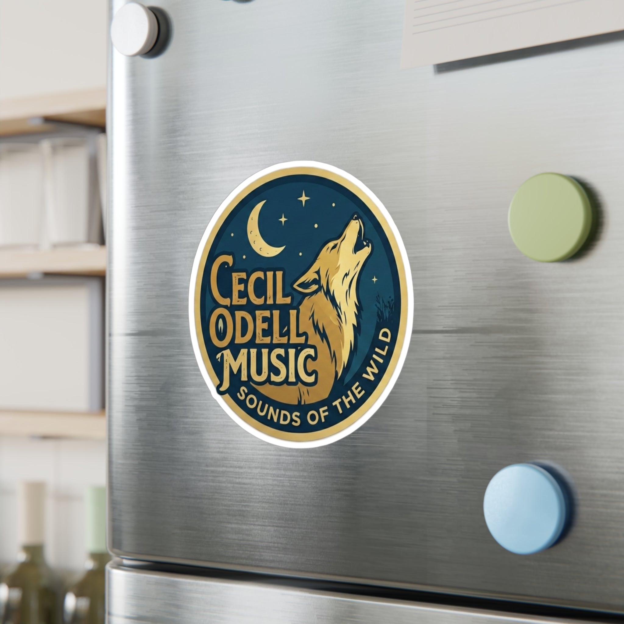 Cecil Odell Music Kiss-Cut Vinyl Sticker: 'Sounds of the Wild' Wolf Moon Decal