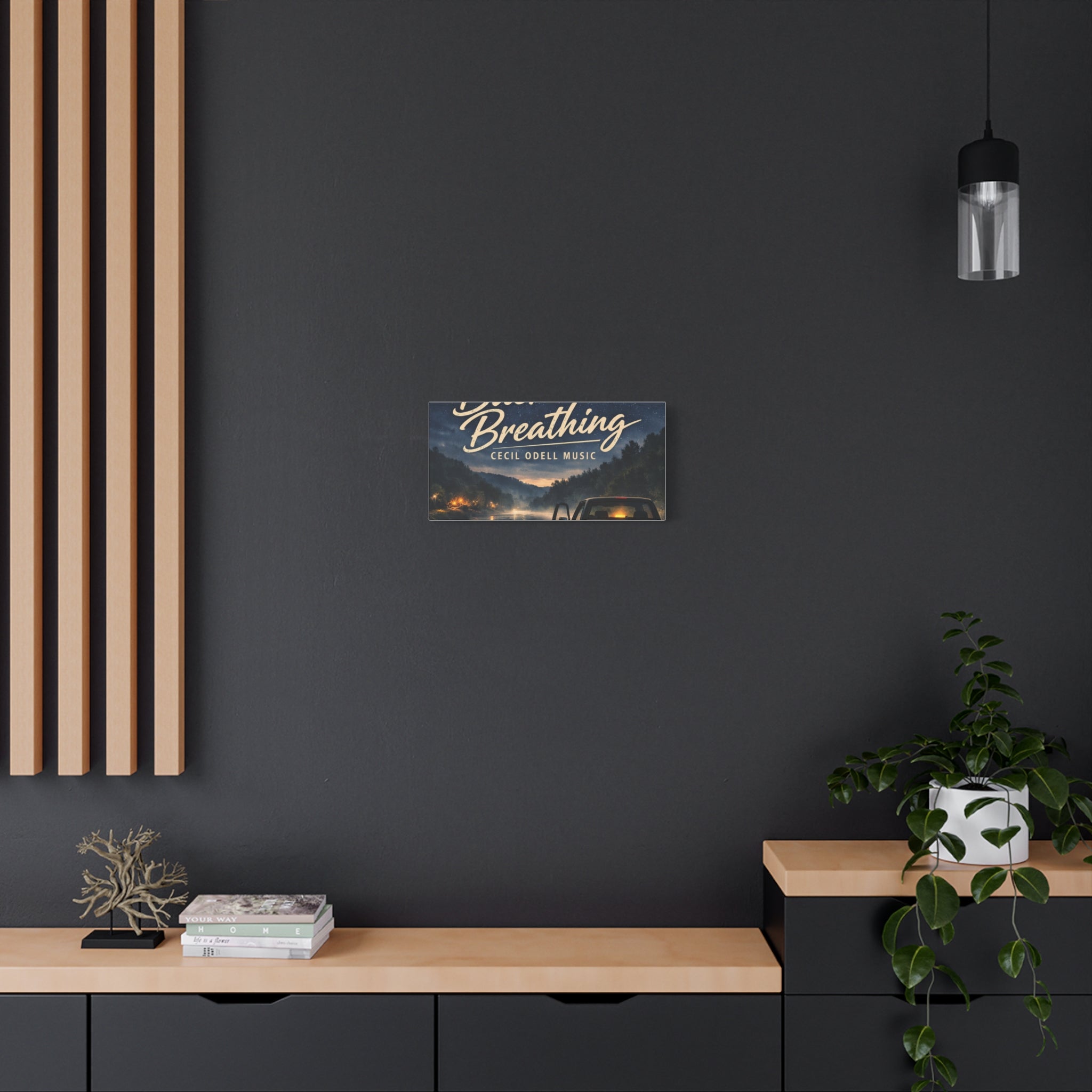 Backroad Breathing Matte Canvas Wall Art: Night Truck Landscape Music Print