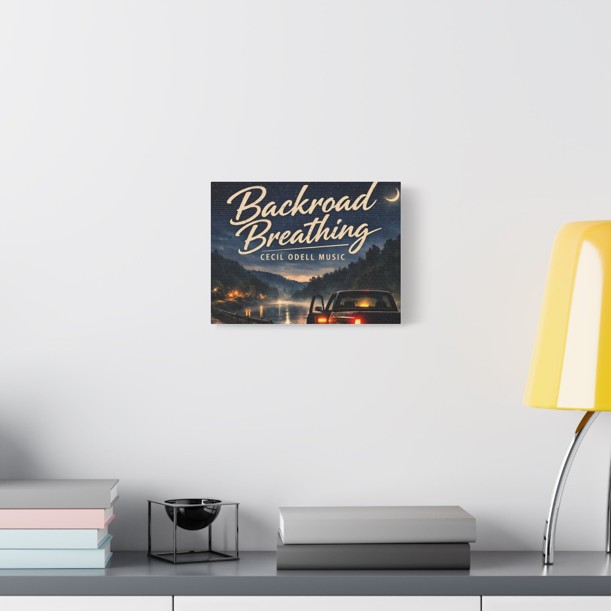 Backroad Breathing Matte Canvas Wall Art: Night Truck Landscape Music Print