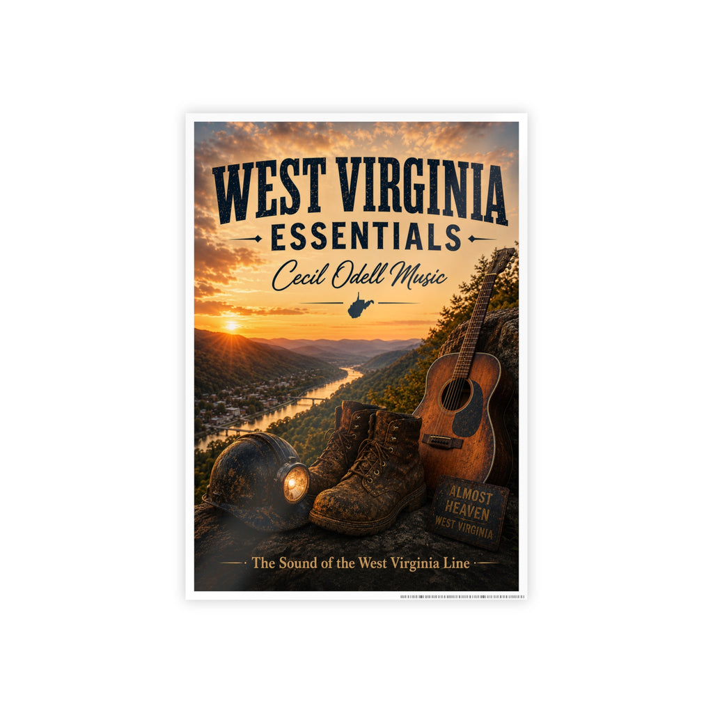 West Virginia Essentials Poster — Rustic Mountain Music Travel Wall Art