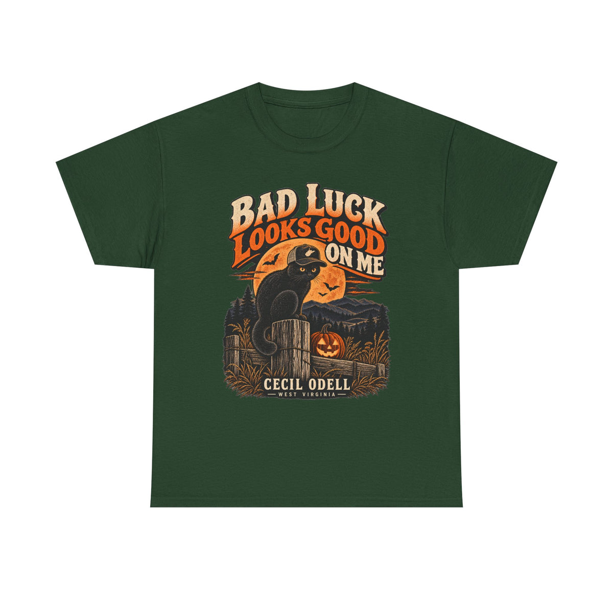 Bad Luck Looks Good on Me Halloween Tee | Cecil Odell