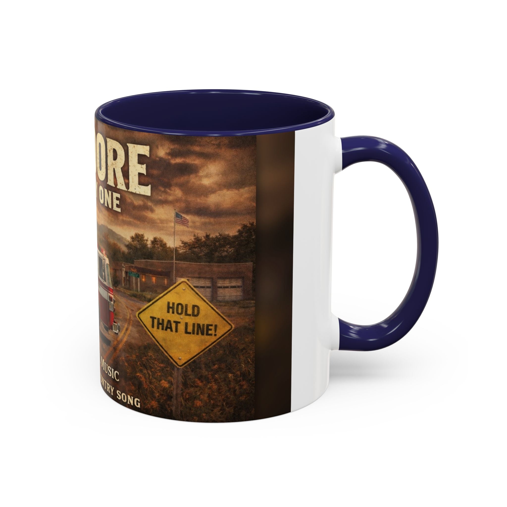 Anmoore Company One Firetruck Accent Coffee Mug – 'Hold That Line' West Virginia Country Music Tribute